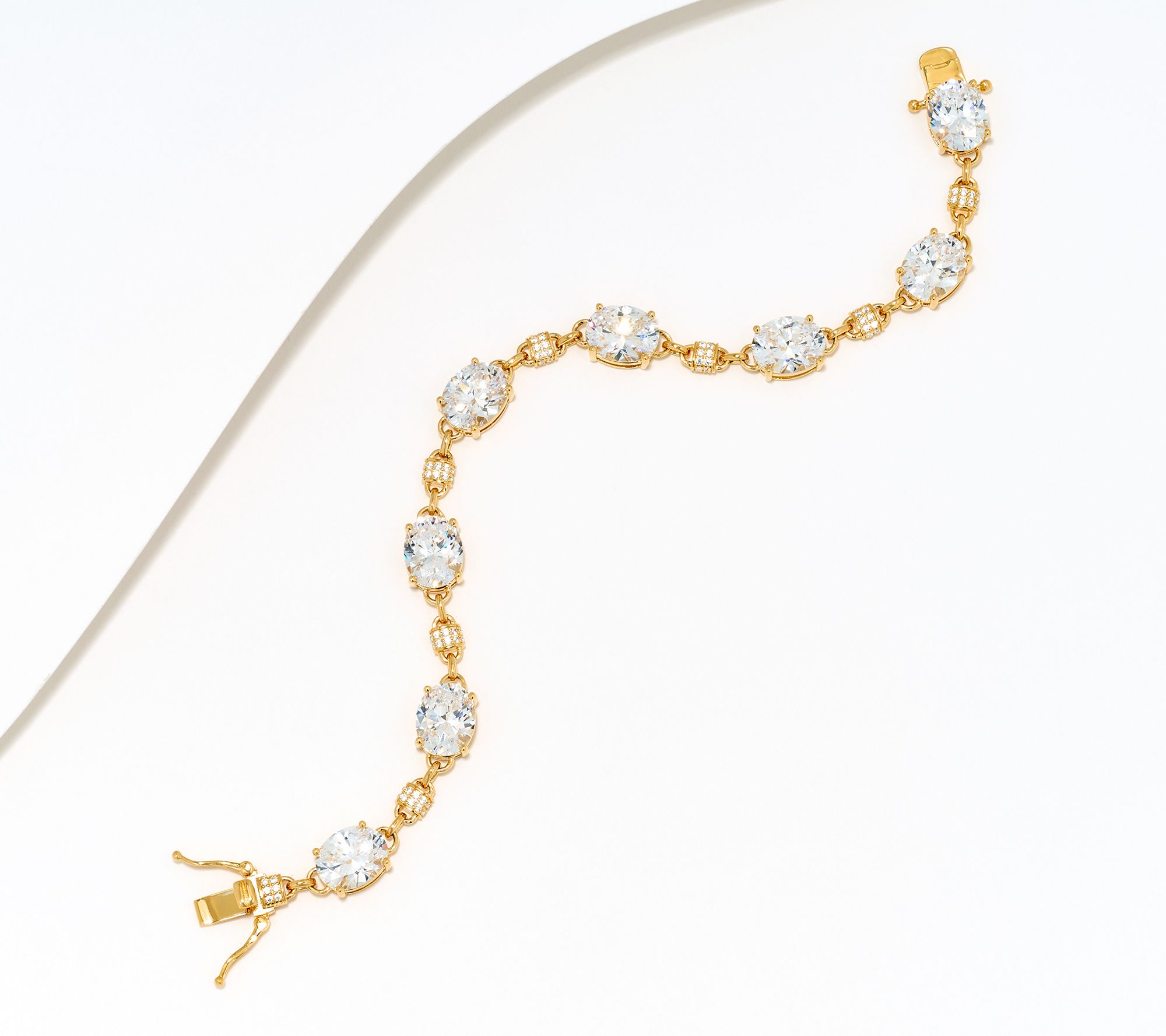 Diamonique Classics Pave Rondelle Link Bracelet, Sterling Silver