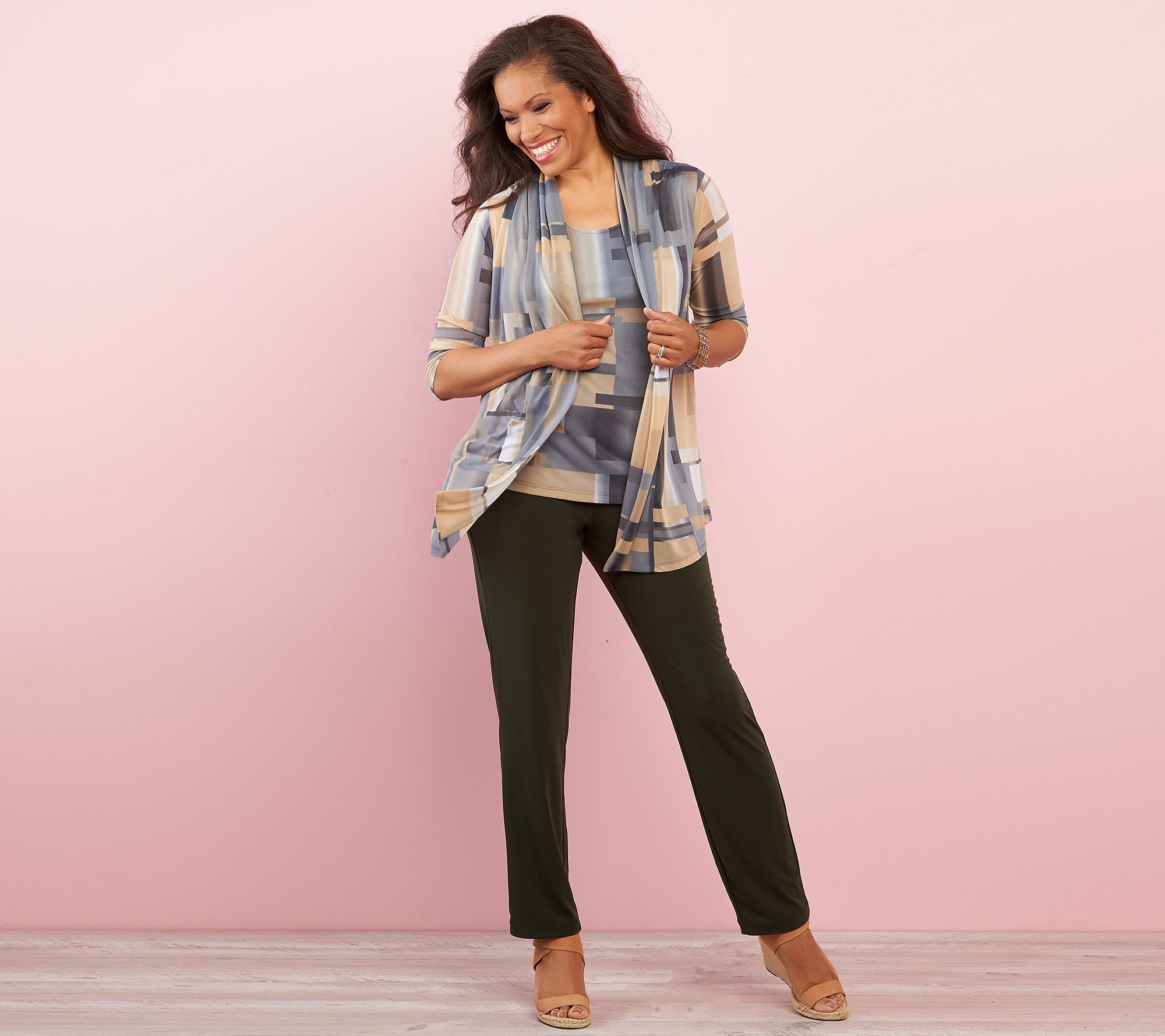 Susan Graver Essentials Reg Liquid Knit Straight Leg Pants