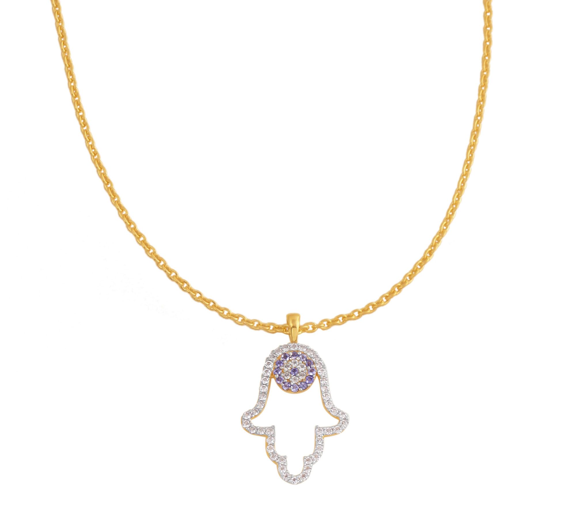 Sterling Gemstone Hamsa Necklace
