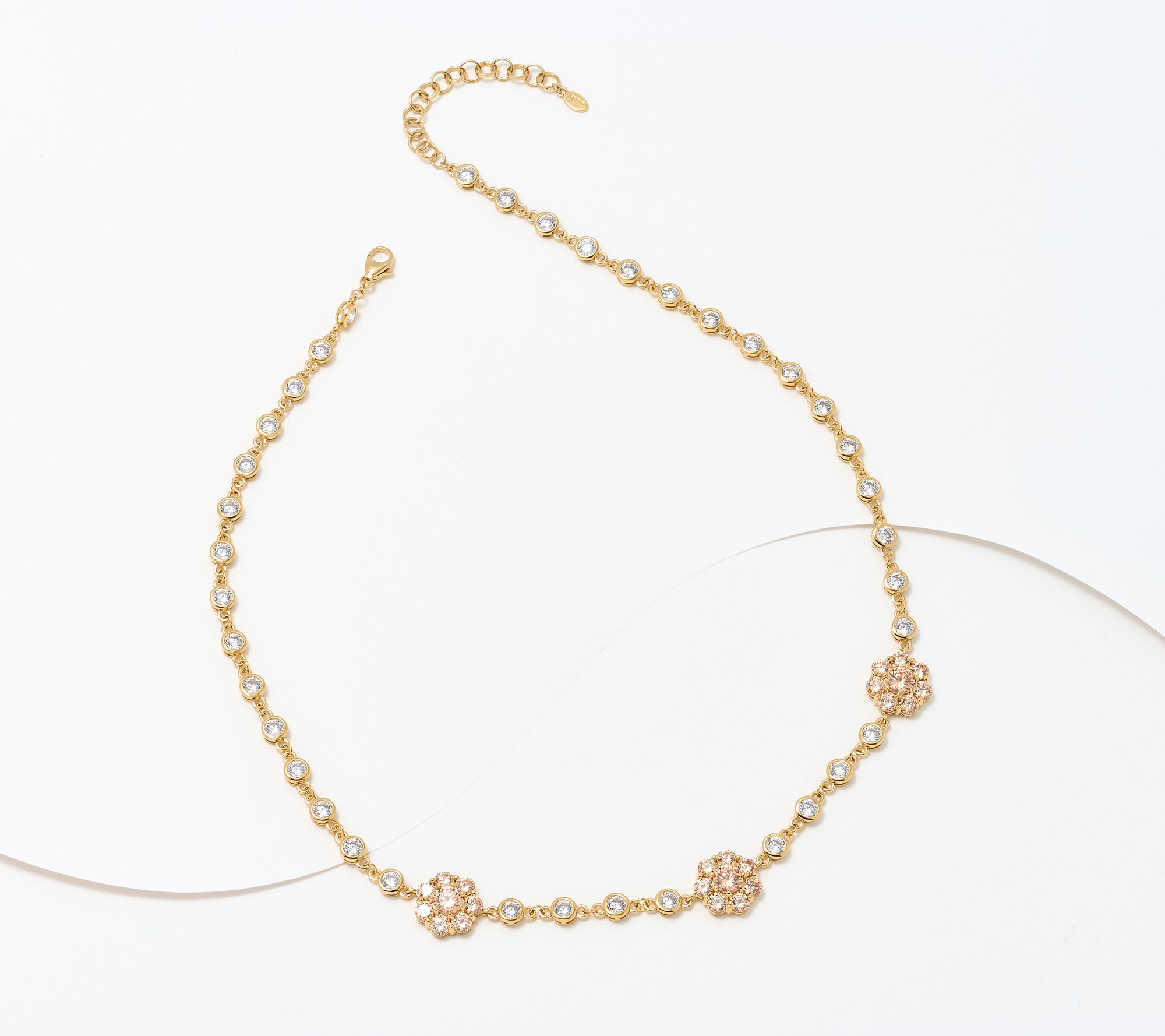 Diamonique x Lulu Frost Champagne Flower Necklace Sterling Silver