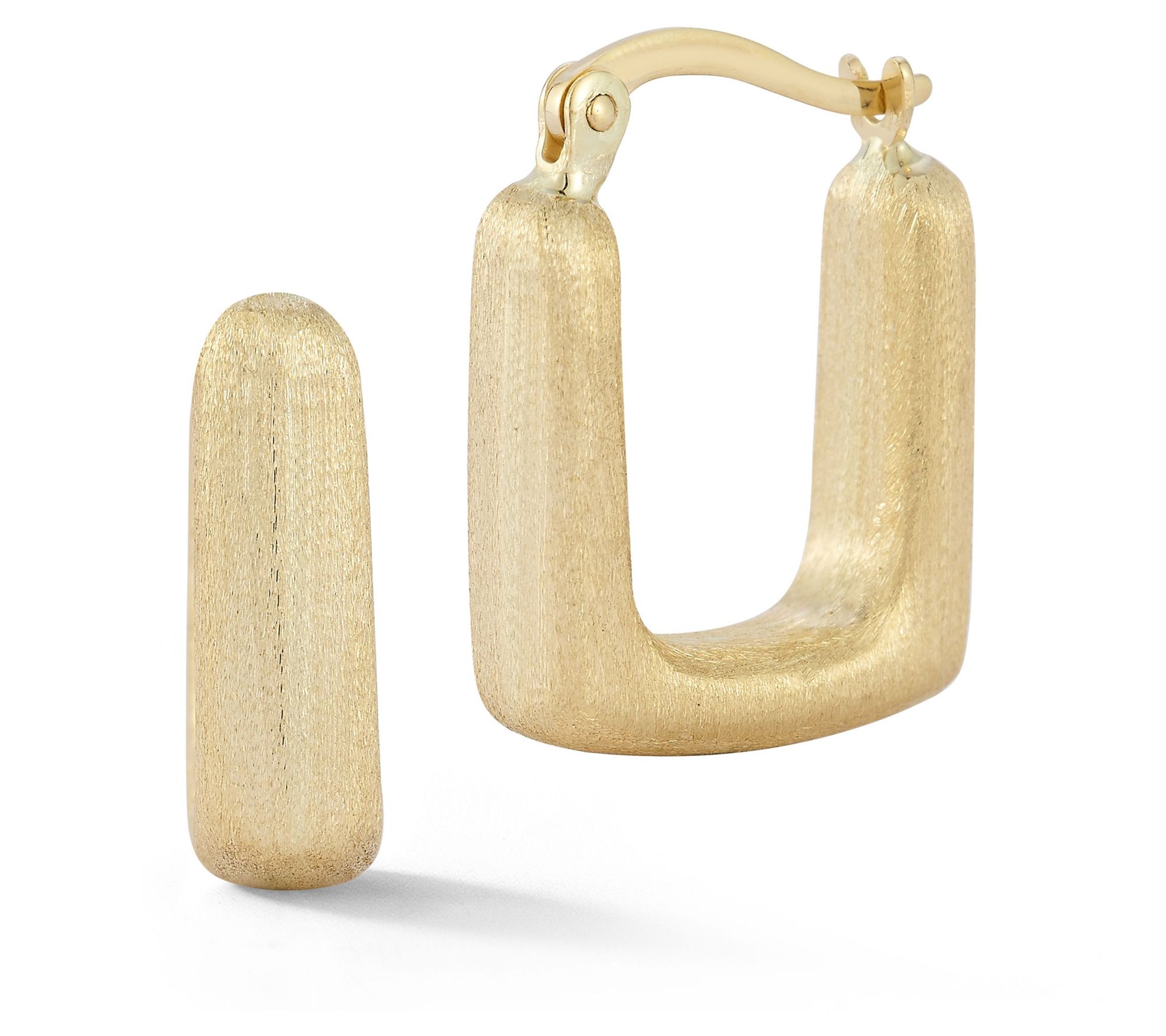 Luminosa Gold Rounded Square Huggie Hoop Earrings, 14K