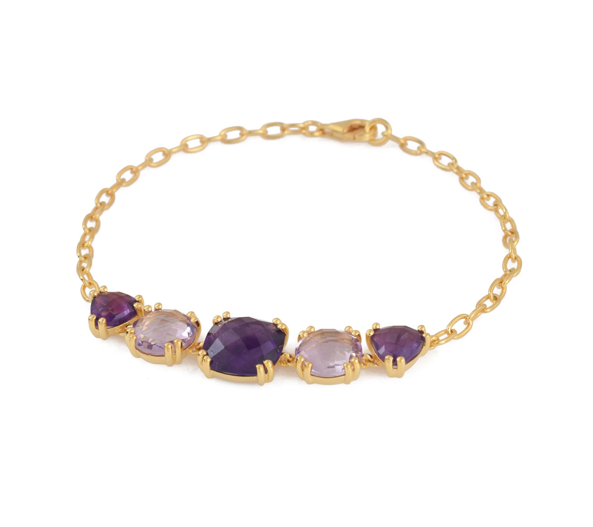 Affinity Gems Amethyst & Rose De France Bracelet, 14K Plated