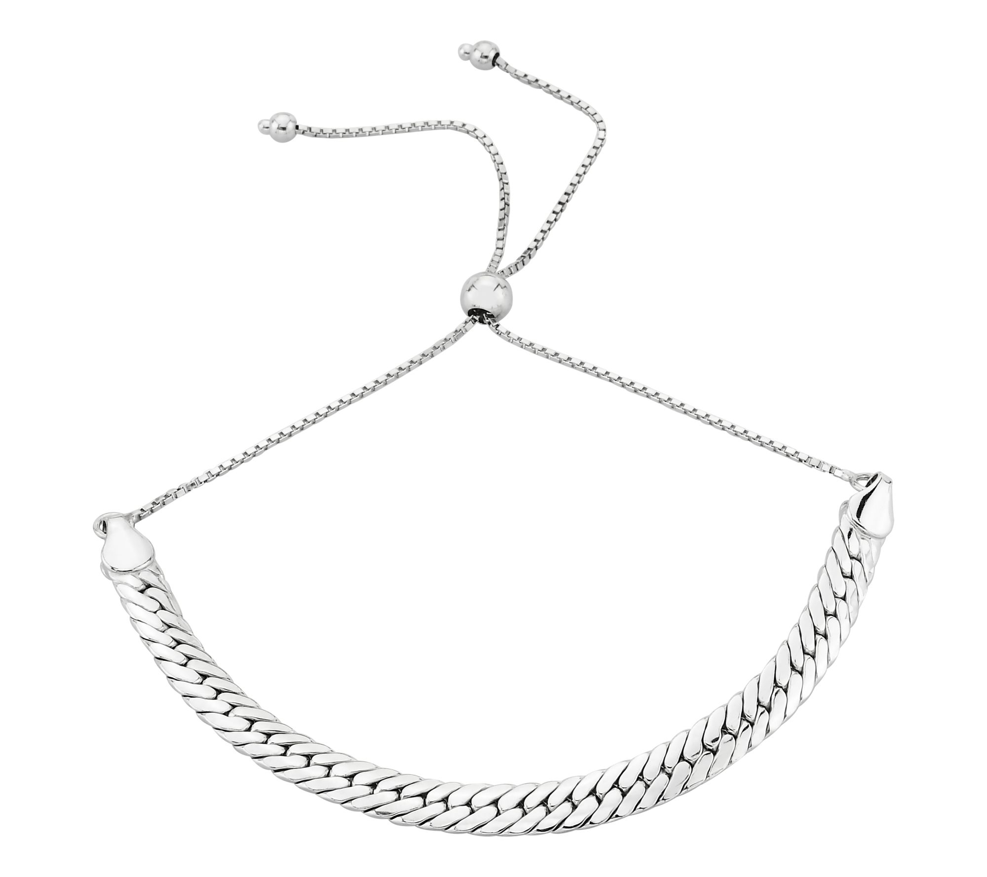 Silver Style Adjustable Curb Link Bracelet, Sterling