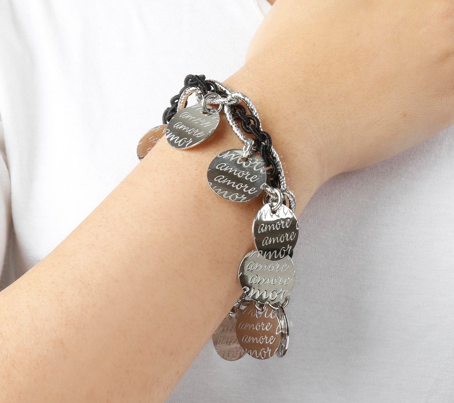 Steel By Design Amore Charm Bracelet