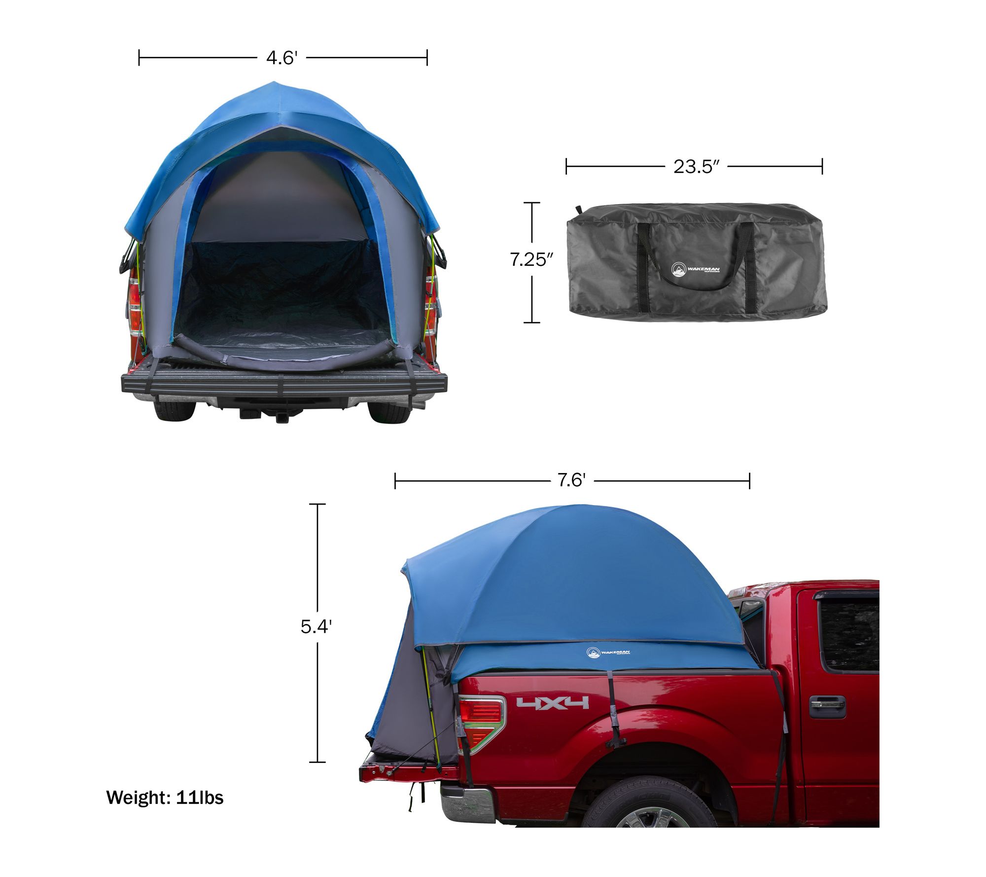 Wakeman Truck Bed Tent Water-Resistant Vented Camper Shell