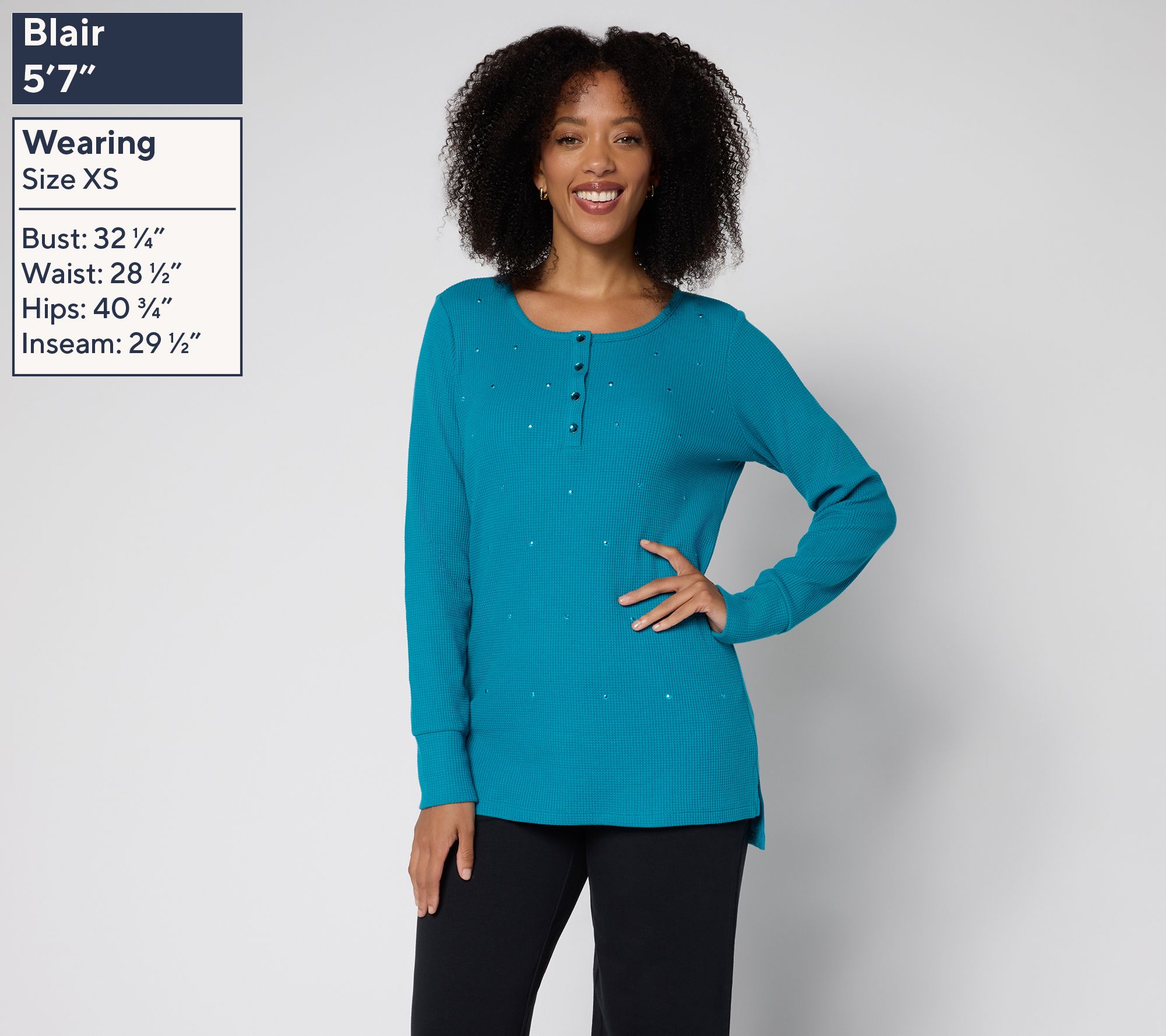 Quacker Factory Sparkle and Shine Baby Waffle Snap Henley