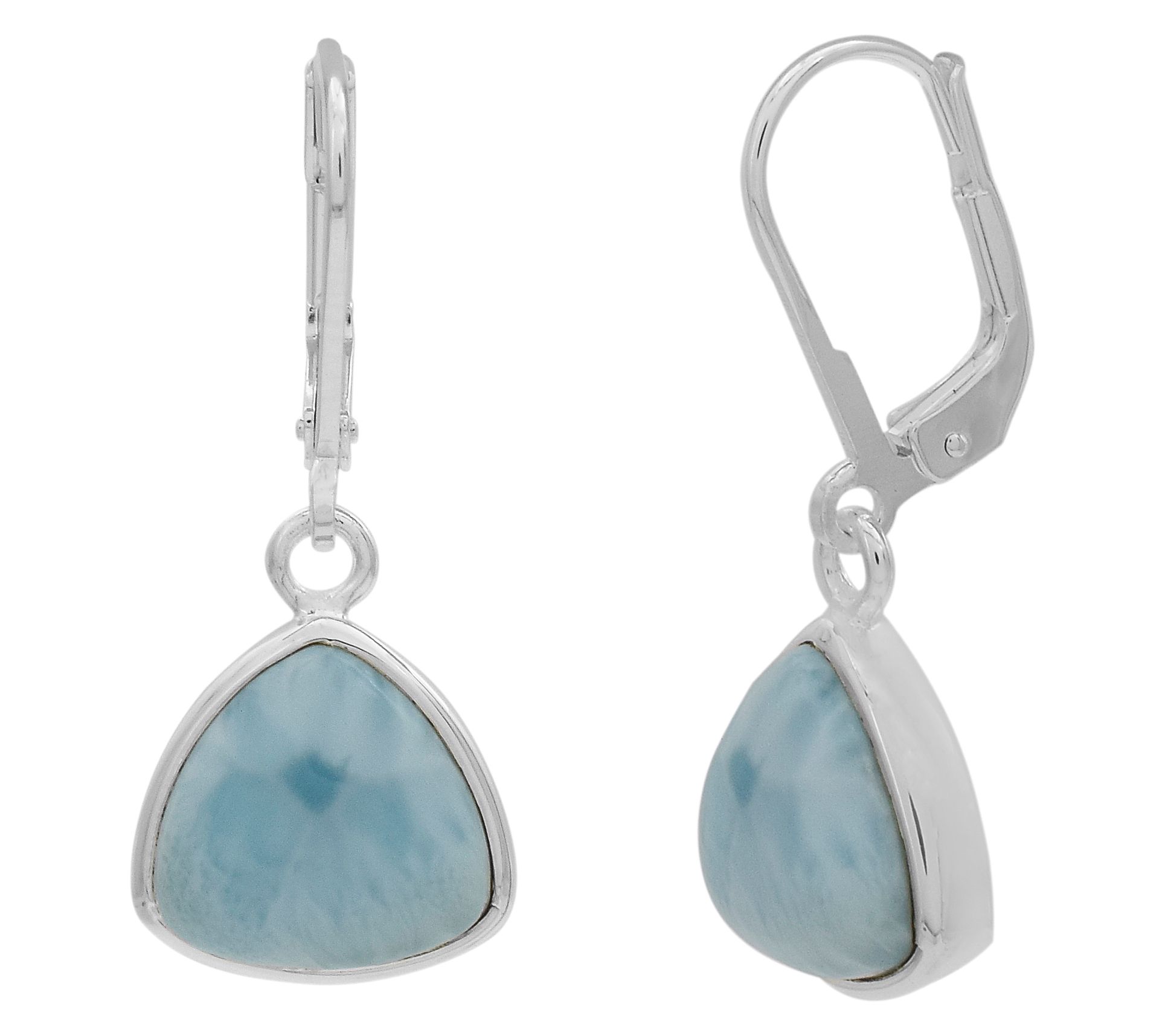 Affinity Gems Larimar Trillion Cut Drop Earrings, Sterling