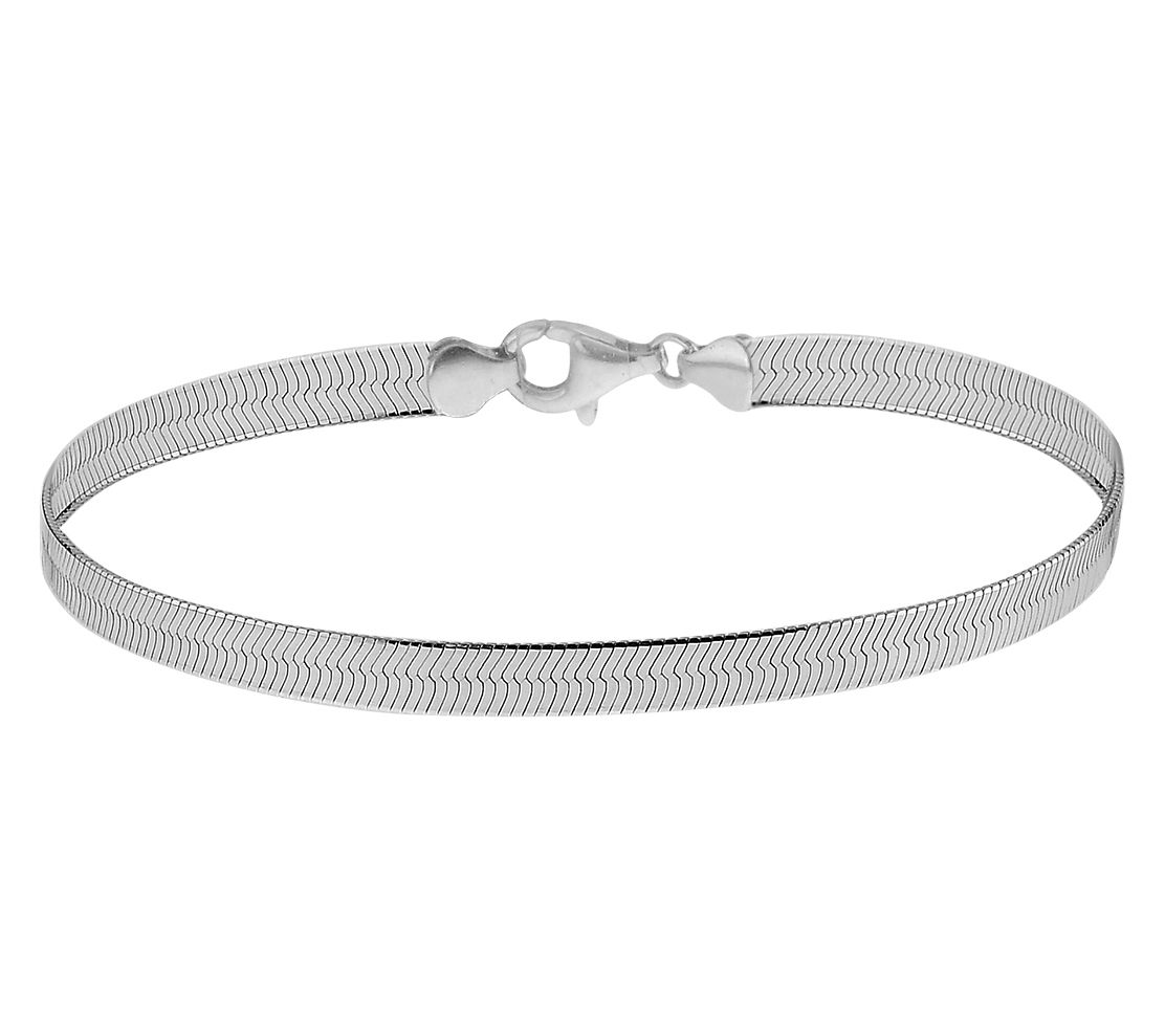 Silver Style 4mm Herringbone Chain Bracelet, Sterling