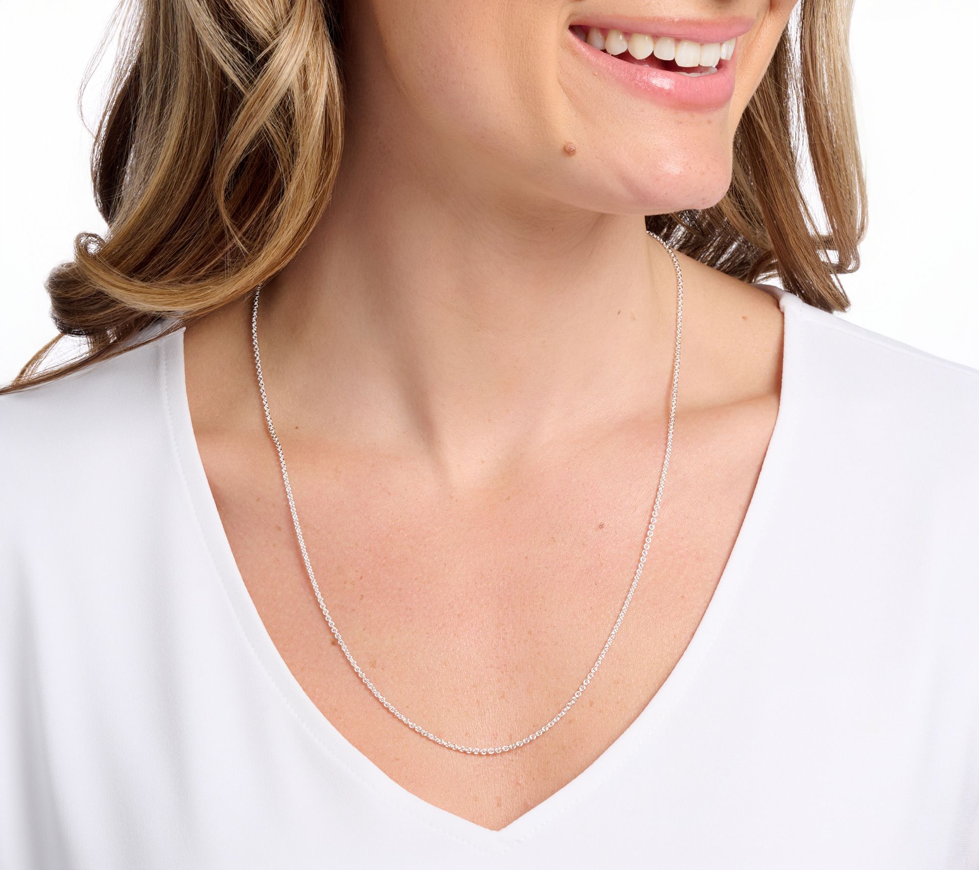 UltraFine 950 Silver Adjustable Rolo Chain 24