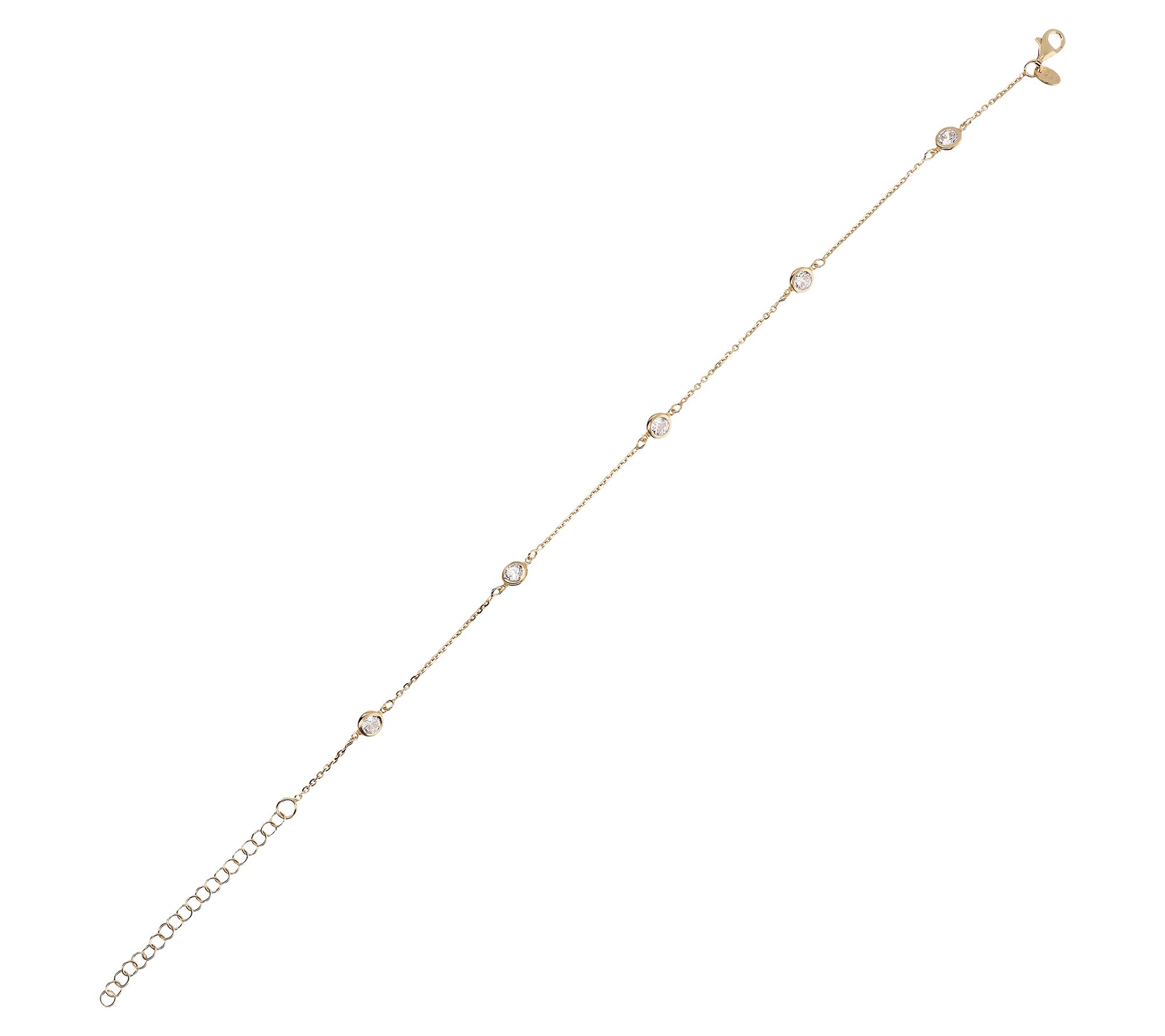 Diamonique 2.35 cttw Station Ankle Bracelet, Sterling Silver