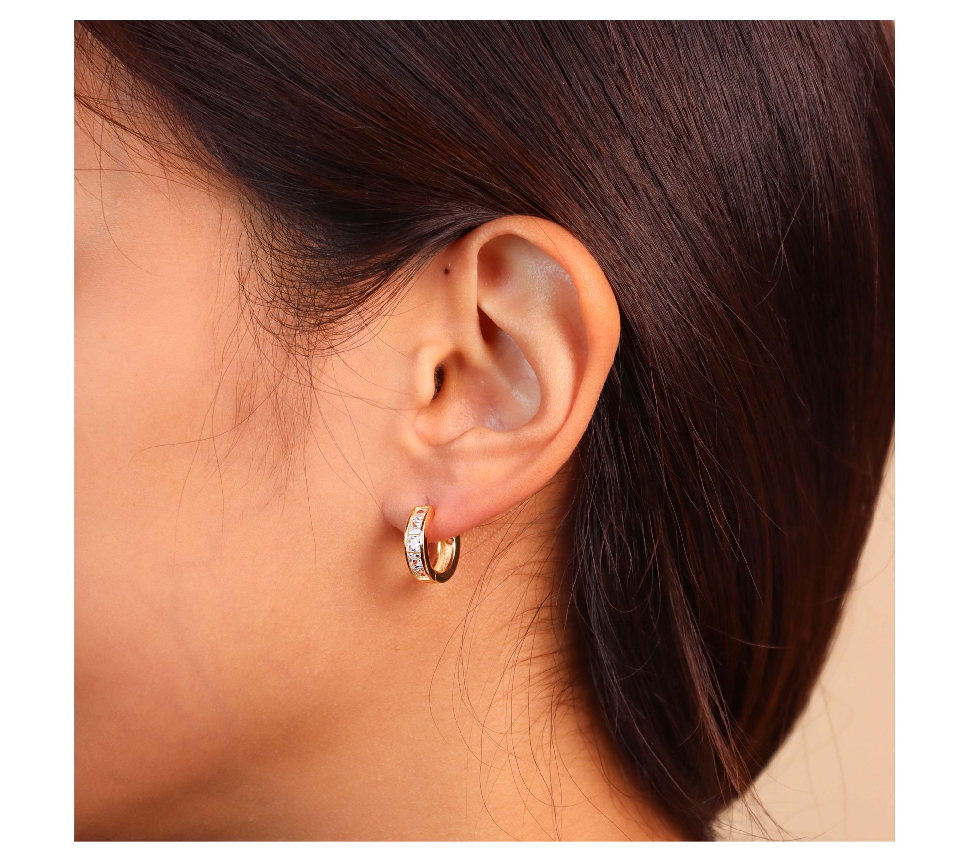 Diamonique 1.00 cttw Huggie Hoop Earrings, Sterling