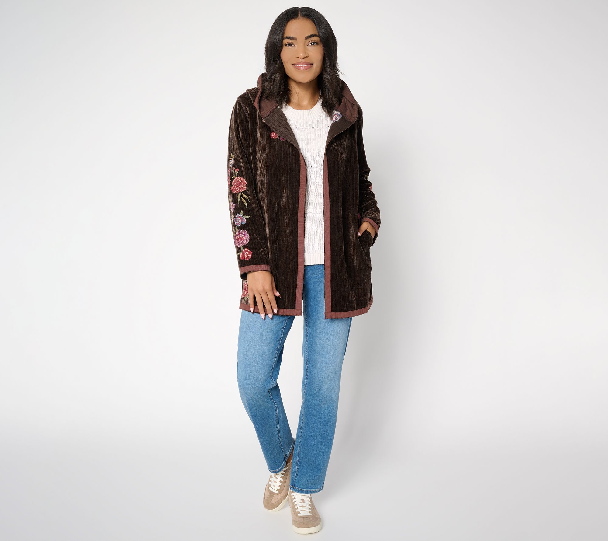 Driftwood Jeans Corded Shelly Kimono with Embroidery - Bows & Roses