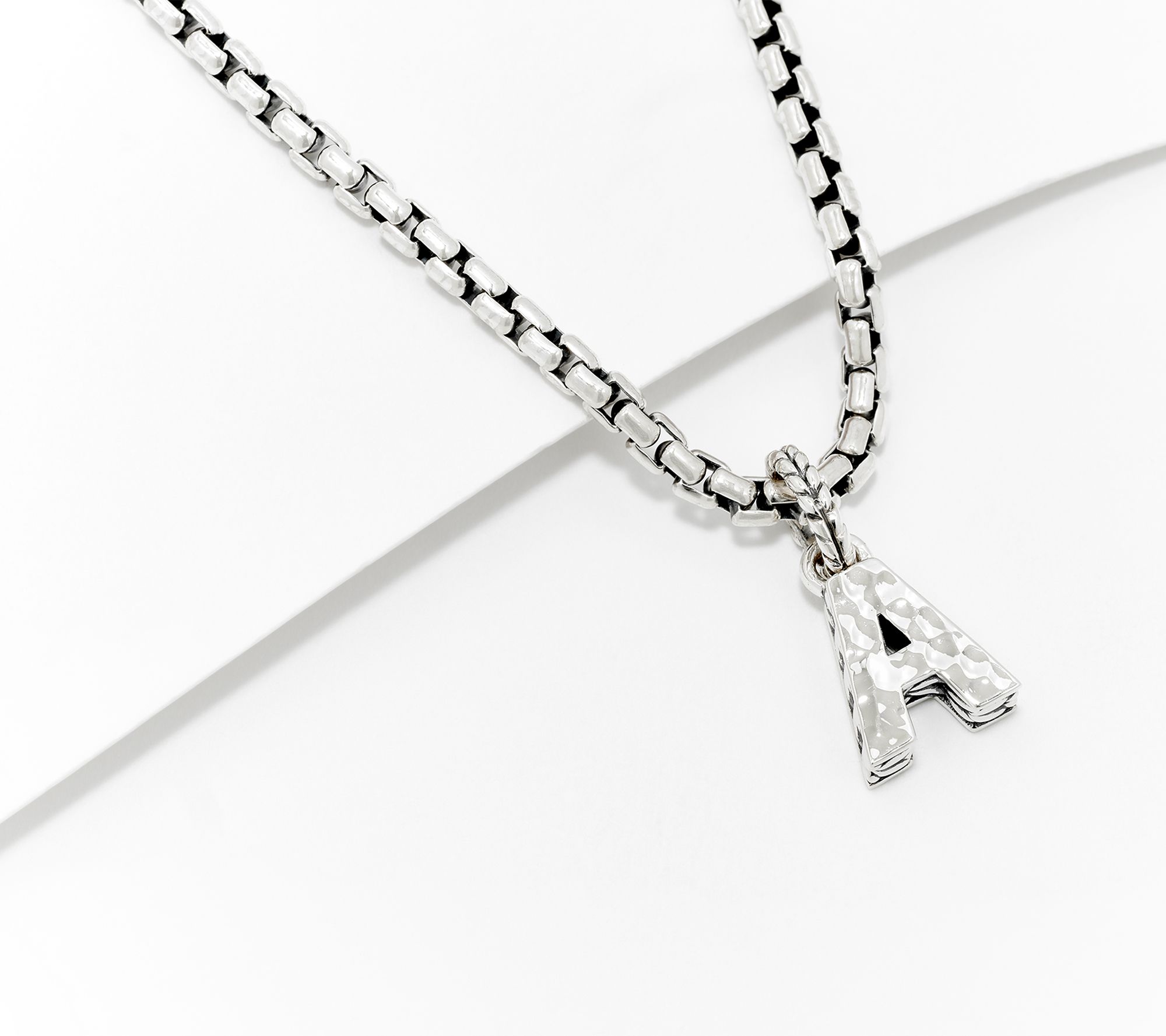 JAI Sterling Silver 2.7mm Box Chain Initial 18