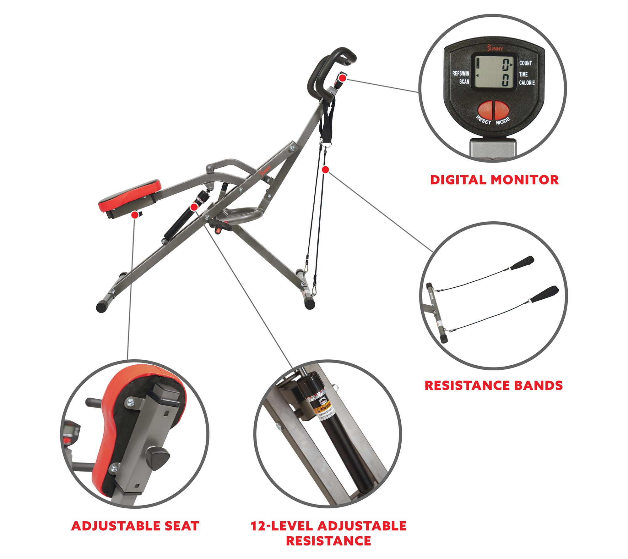 Sunny Health Fitness Row-N-Ride PRO Squat Assist - SF-A020052