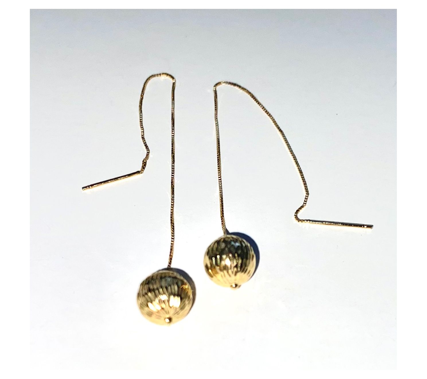Alkeme 14K Gold Faceted Orb Threader Earrings