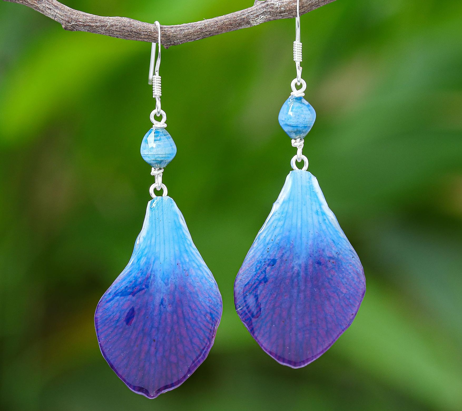 Novica Sterling Silver Orchid Petal Dangle Earrings