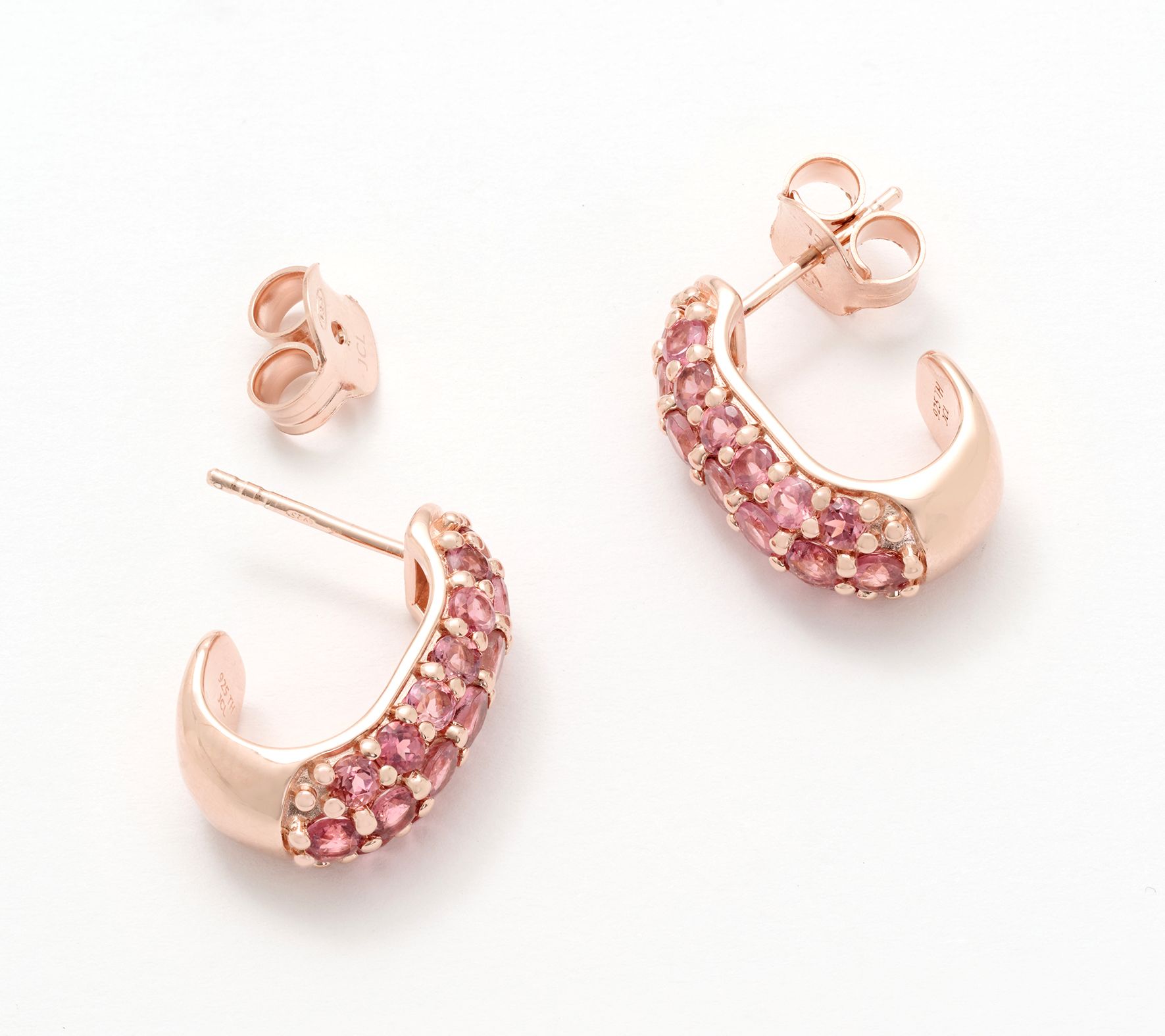 Affinity Gems Exotic Bright Pave J-Hoop Earrings Sterling Silver