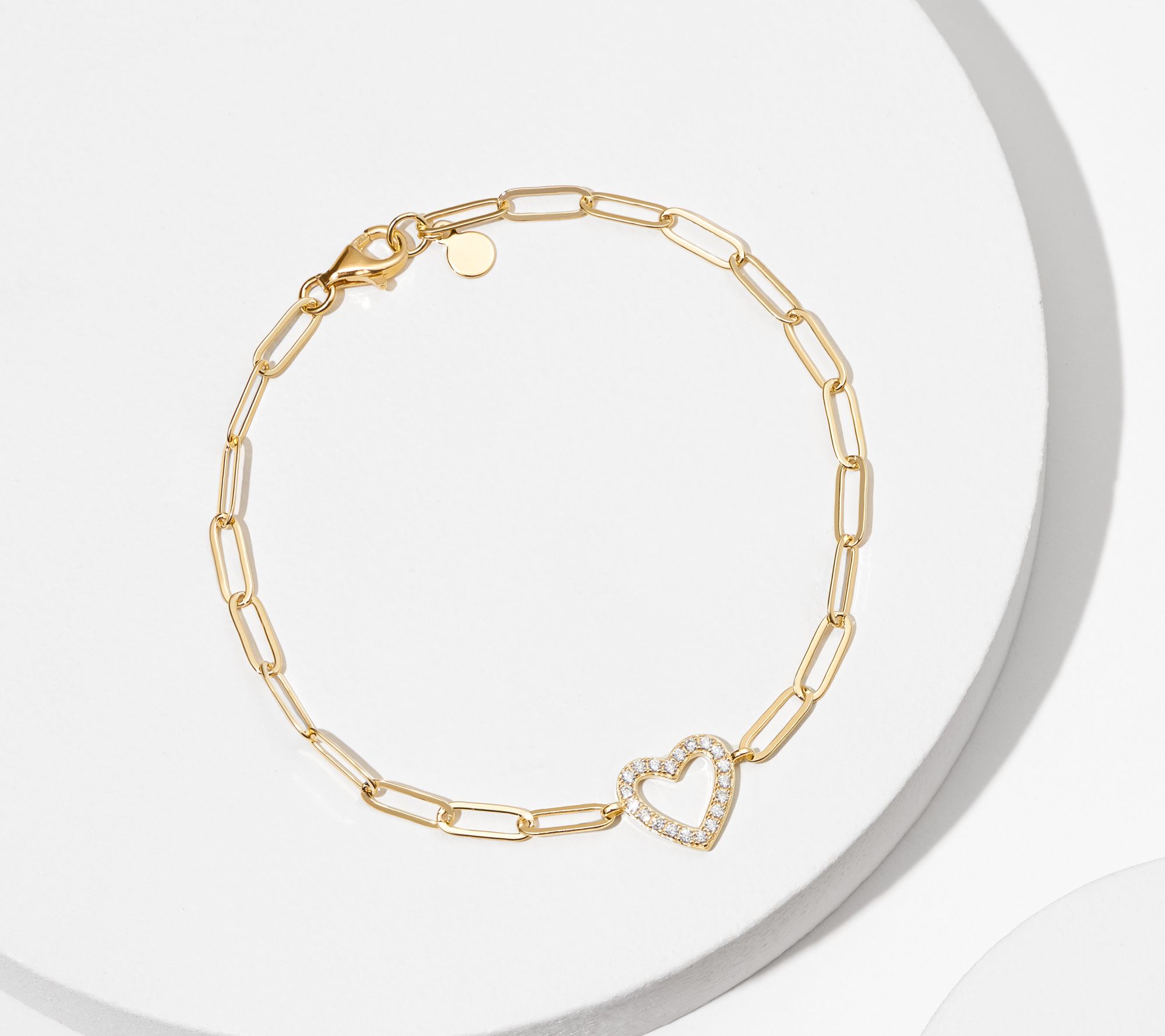 Diamonique Paperclip Link Bracelet, 18K Clad Sterling Silver