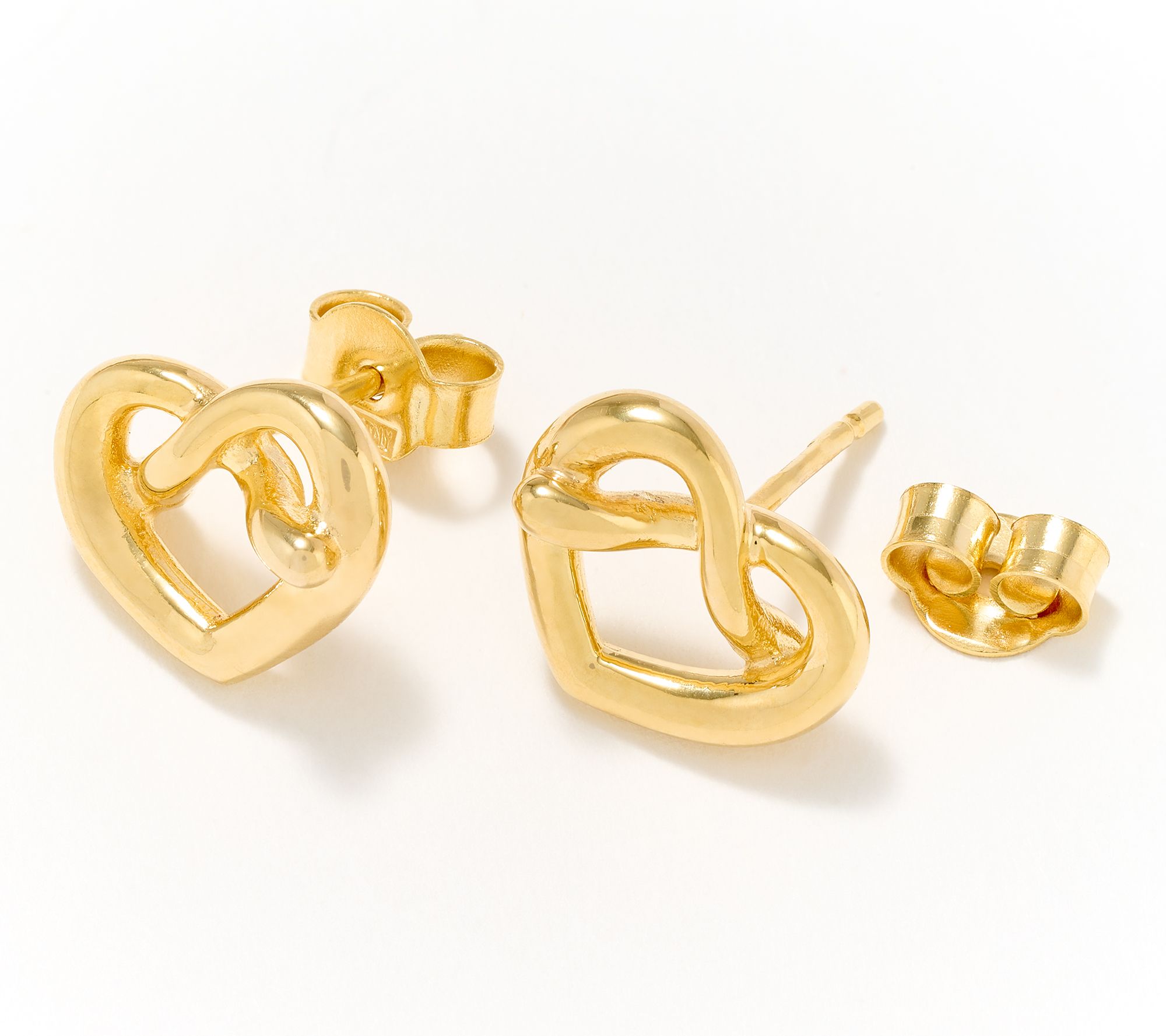 EternaGold Heart Love Knot Stud Earrings 14K Gold