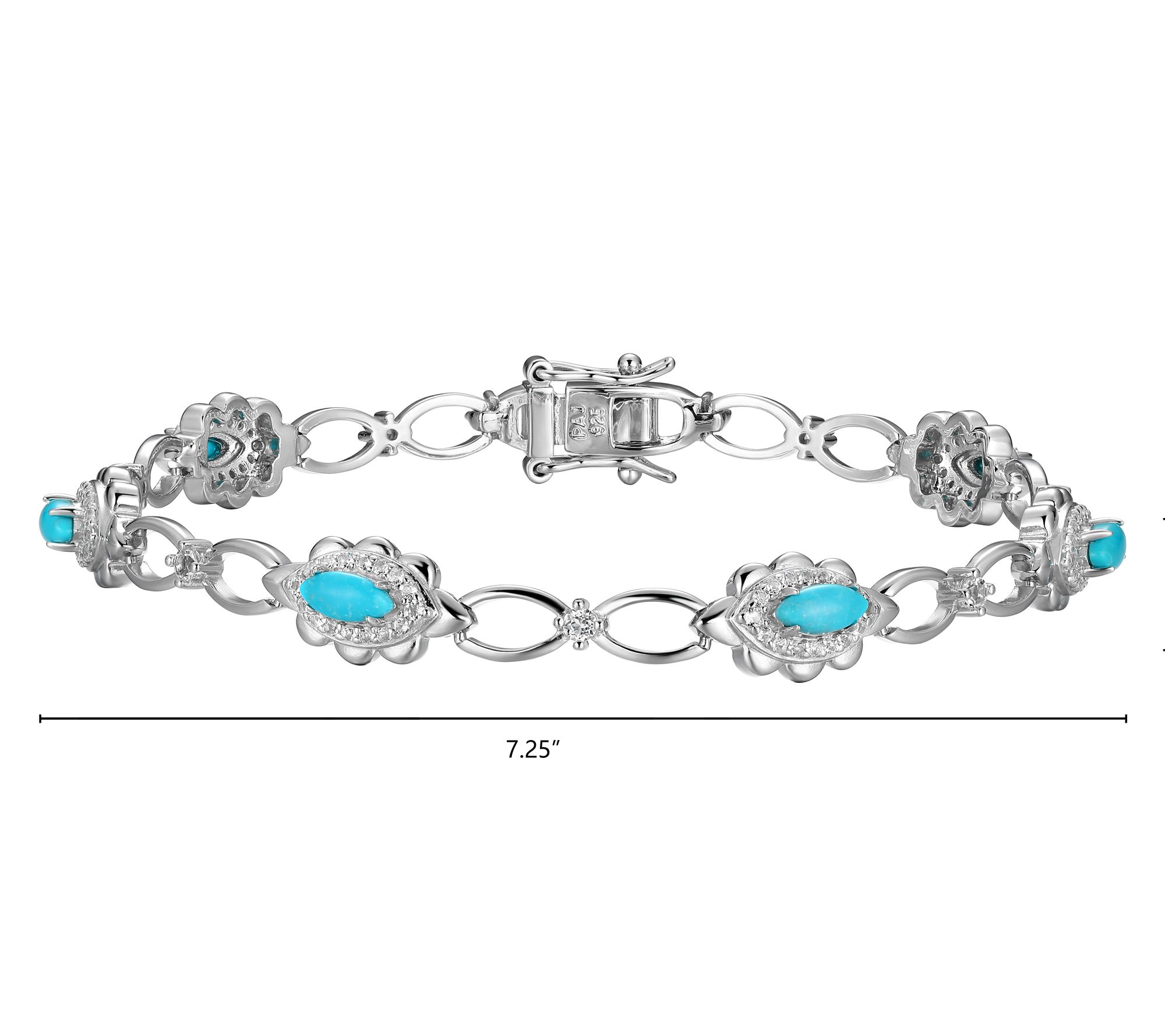 Affinity Gems Turquoise & White Topaz Bracelet,Sterling
