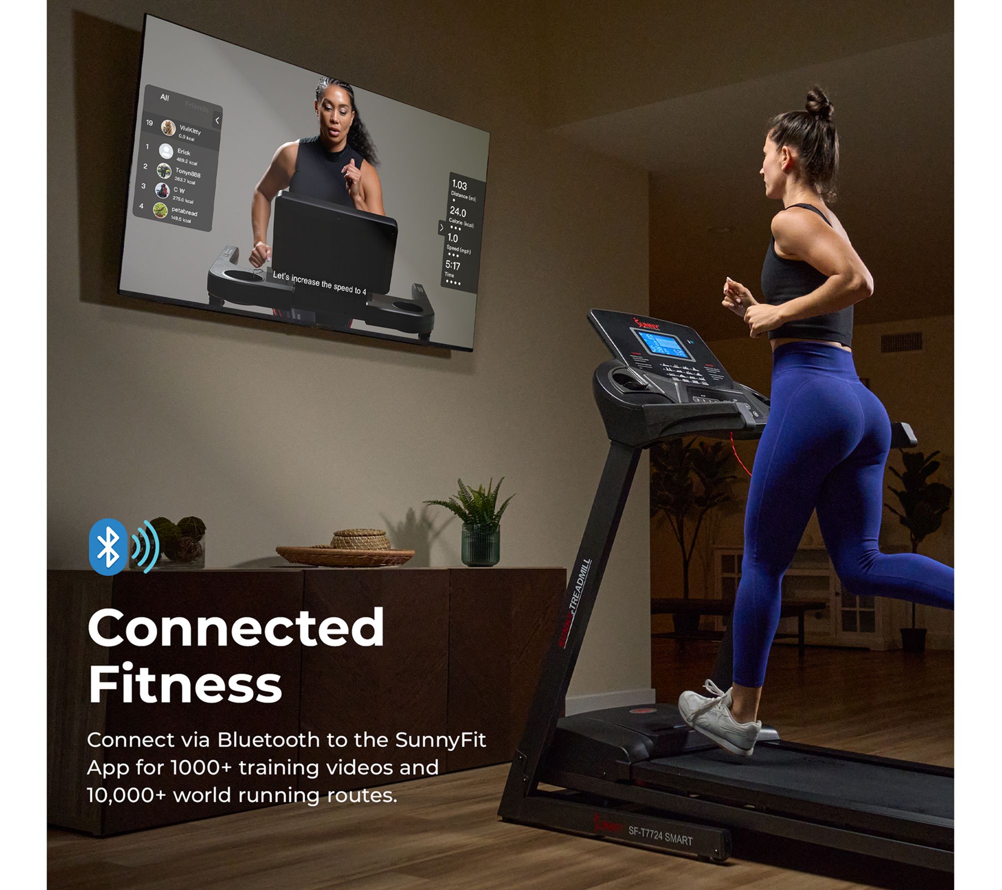 Sunny Motorized Auto Incline Smart Treadmill