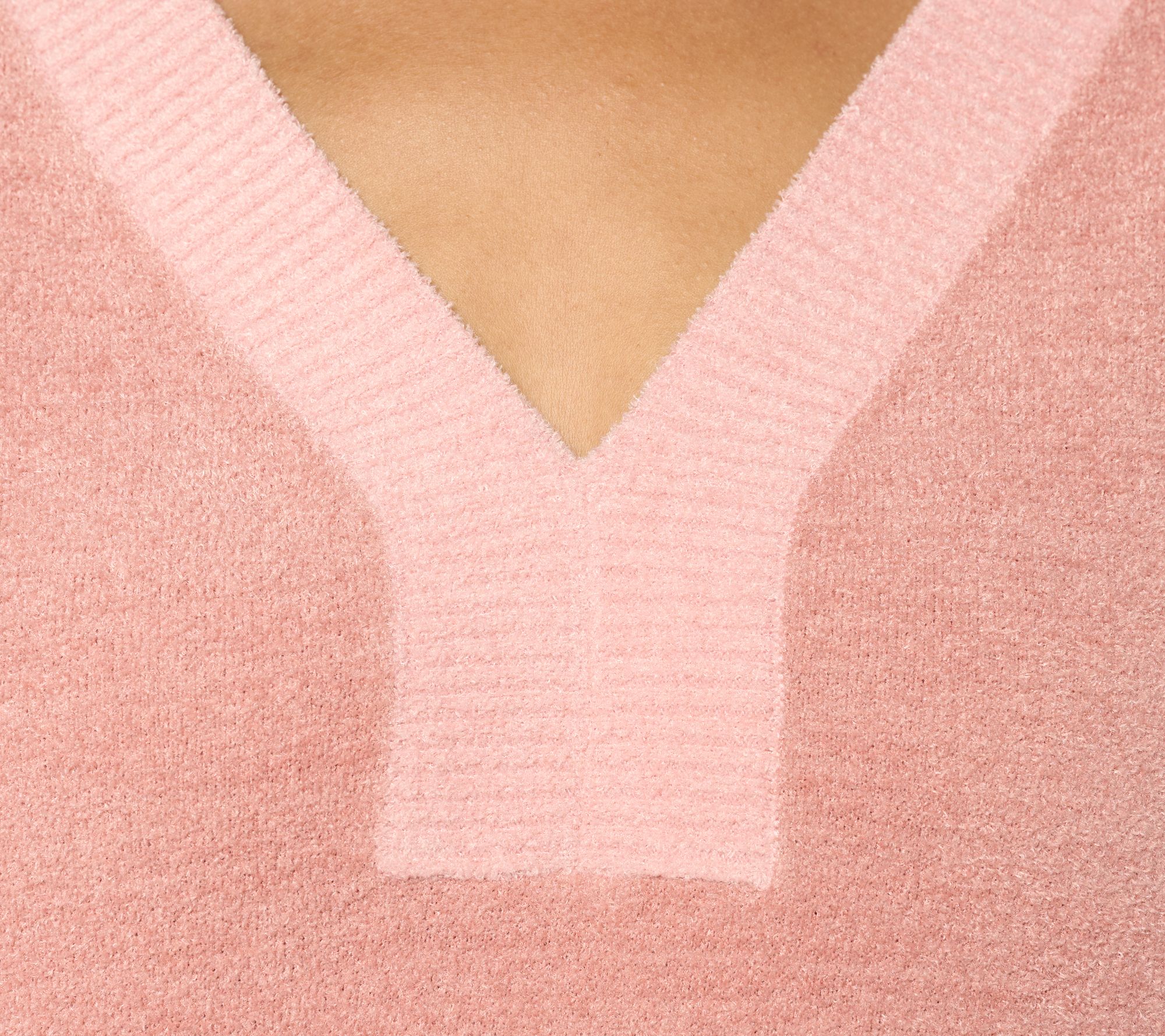 Barefoot Dreams Petite CozyChic Ultra Lite Color Block V-Neck Tunic