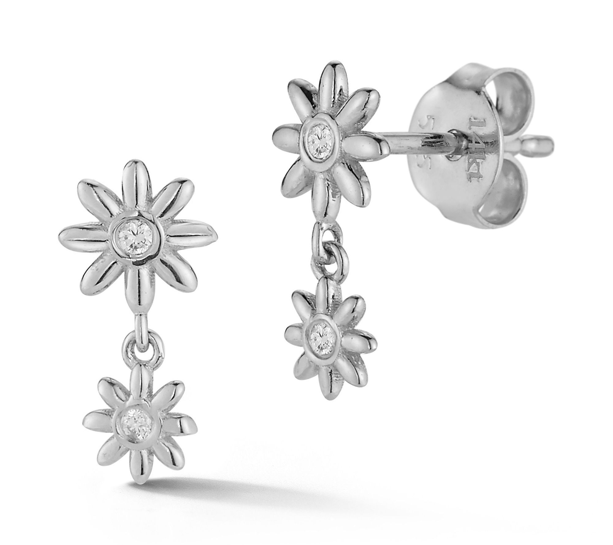 Luminosa Gold Diamond Daisy Drop Earrings, 14KWhite Gold