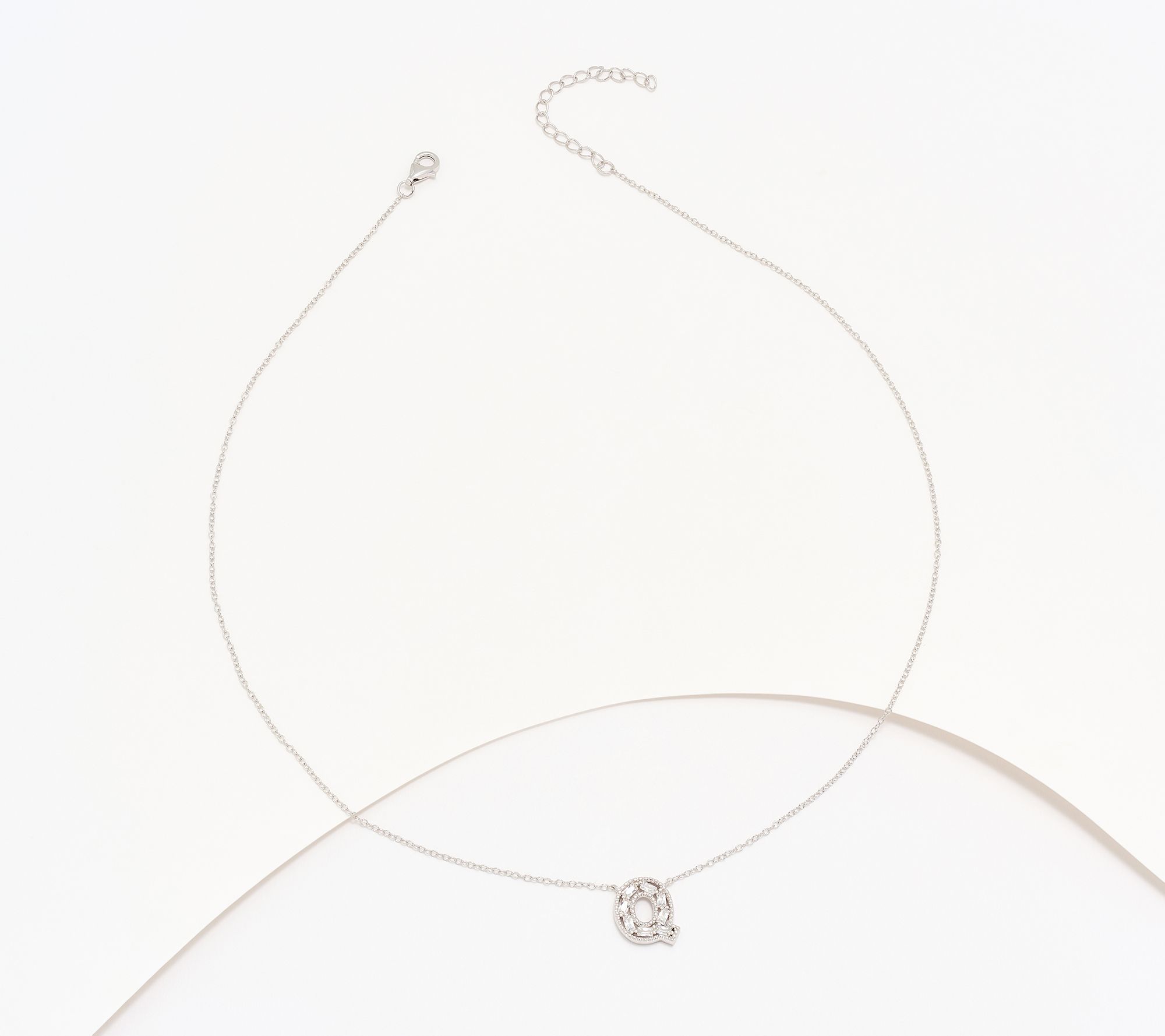 Diamonique Pave Initial Necklace, Sterling Silver