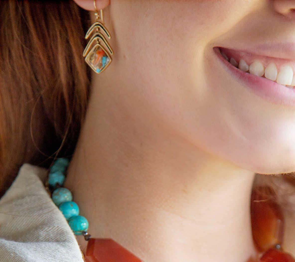 Barse Composite Turquoise w/ Infused Metal M atrix Earrings