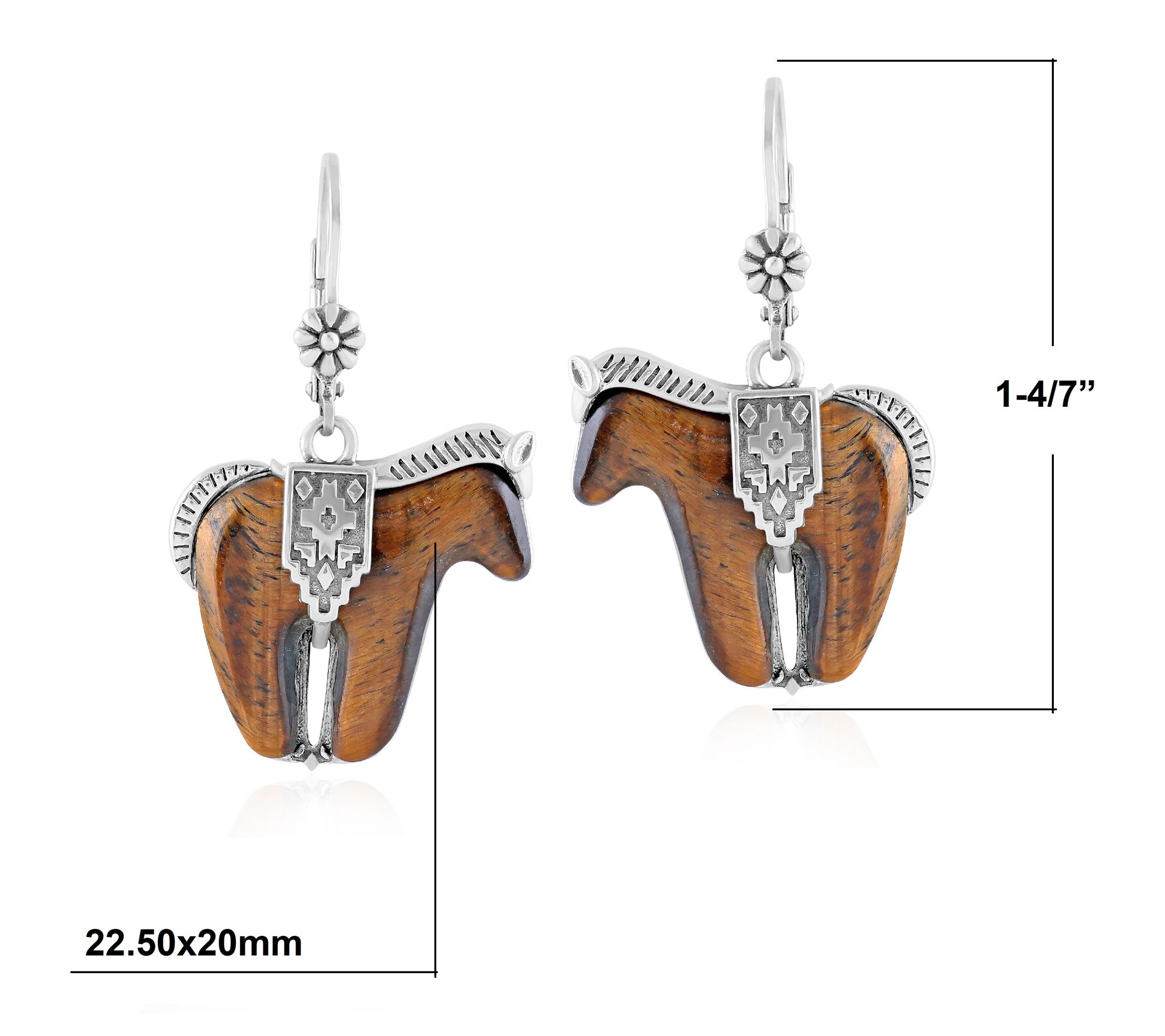 American West Sterling Silver Gemstone Horse Dangle Earrings