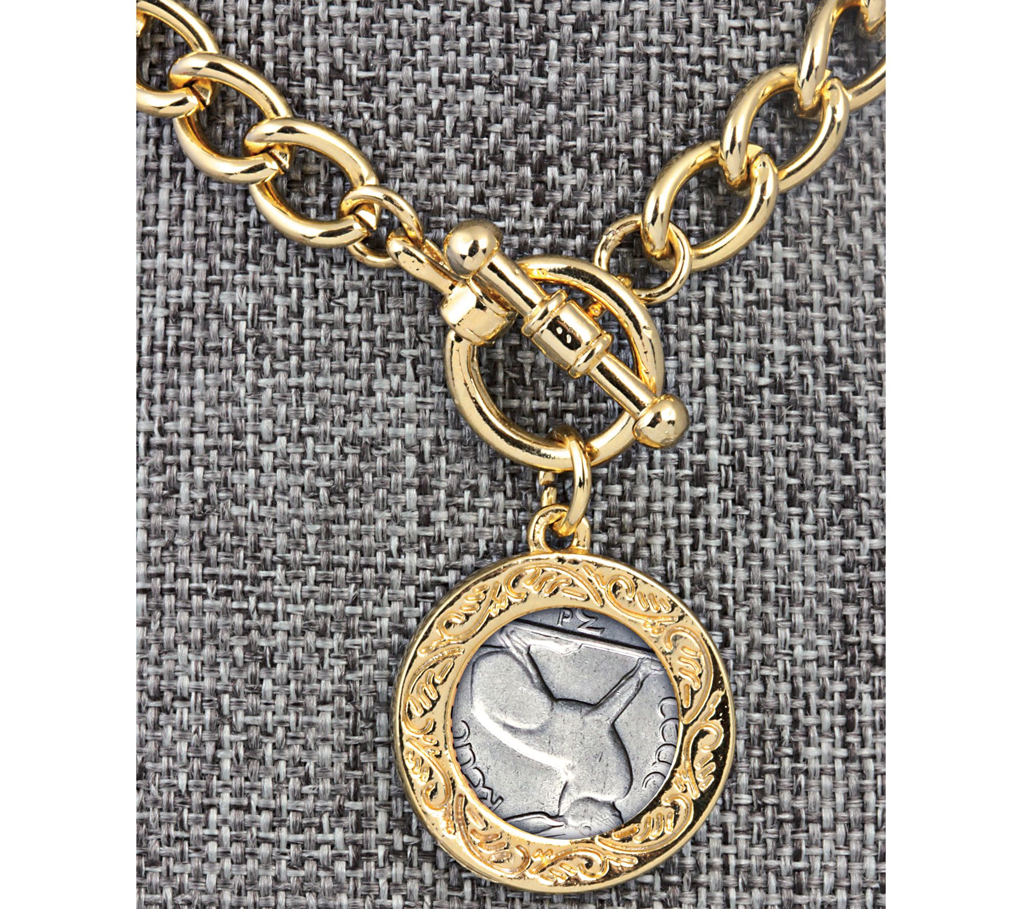 Irish Threepence Coin Goldtone Toggle Bracelet