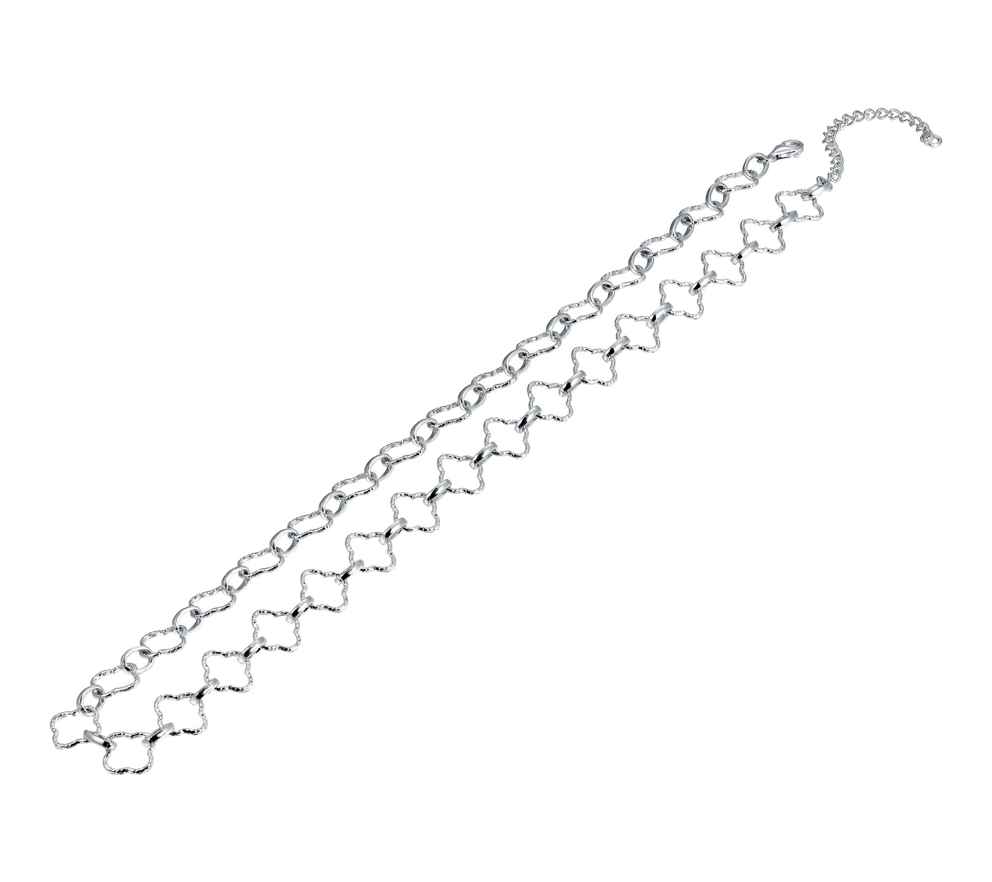 Silver Style Clover Link Necklace, Sterling