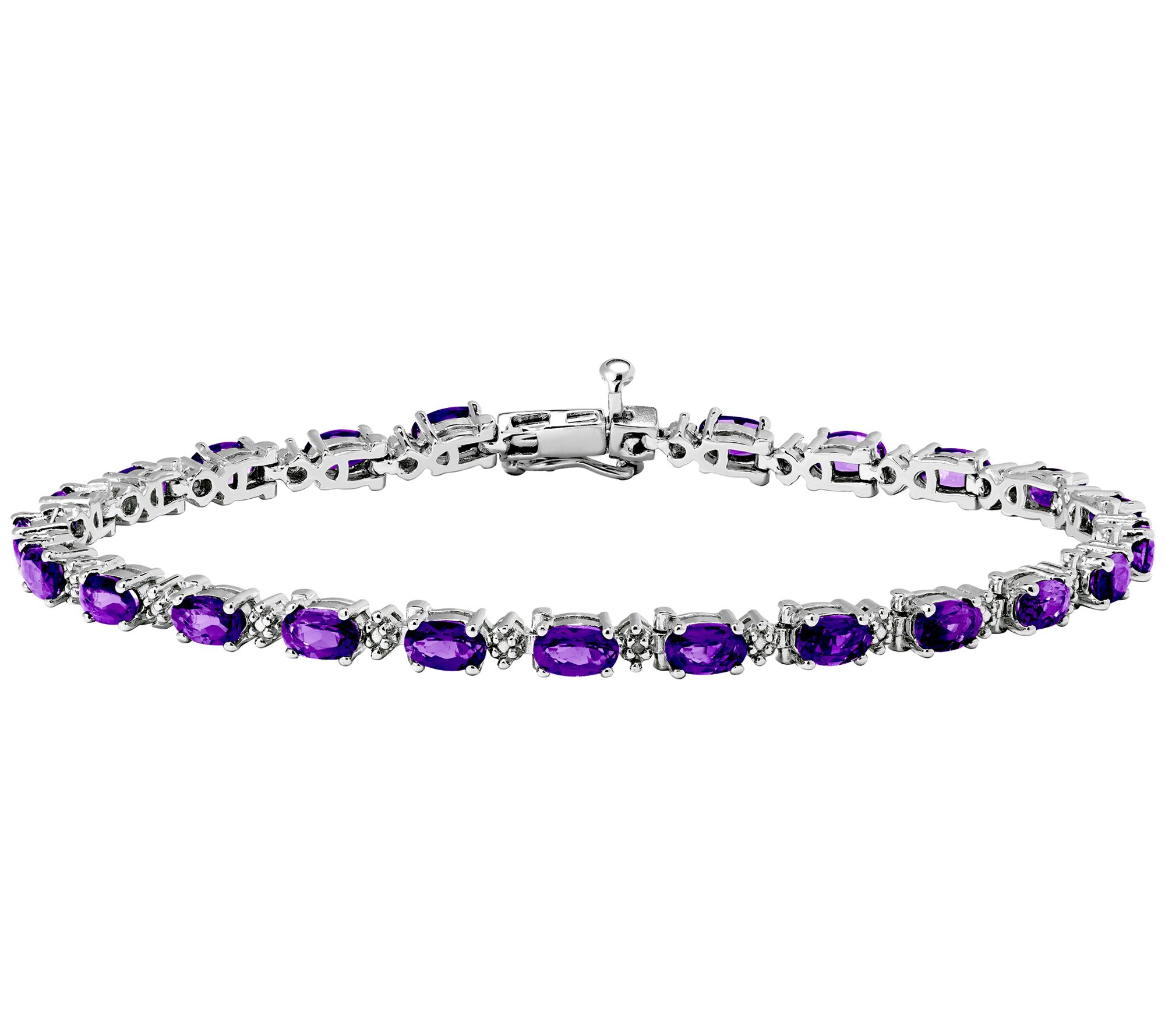 Affinity Gems Oval Gemstone Tennis Bracelet, Sterling Silver