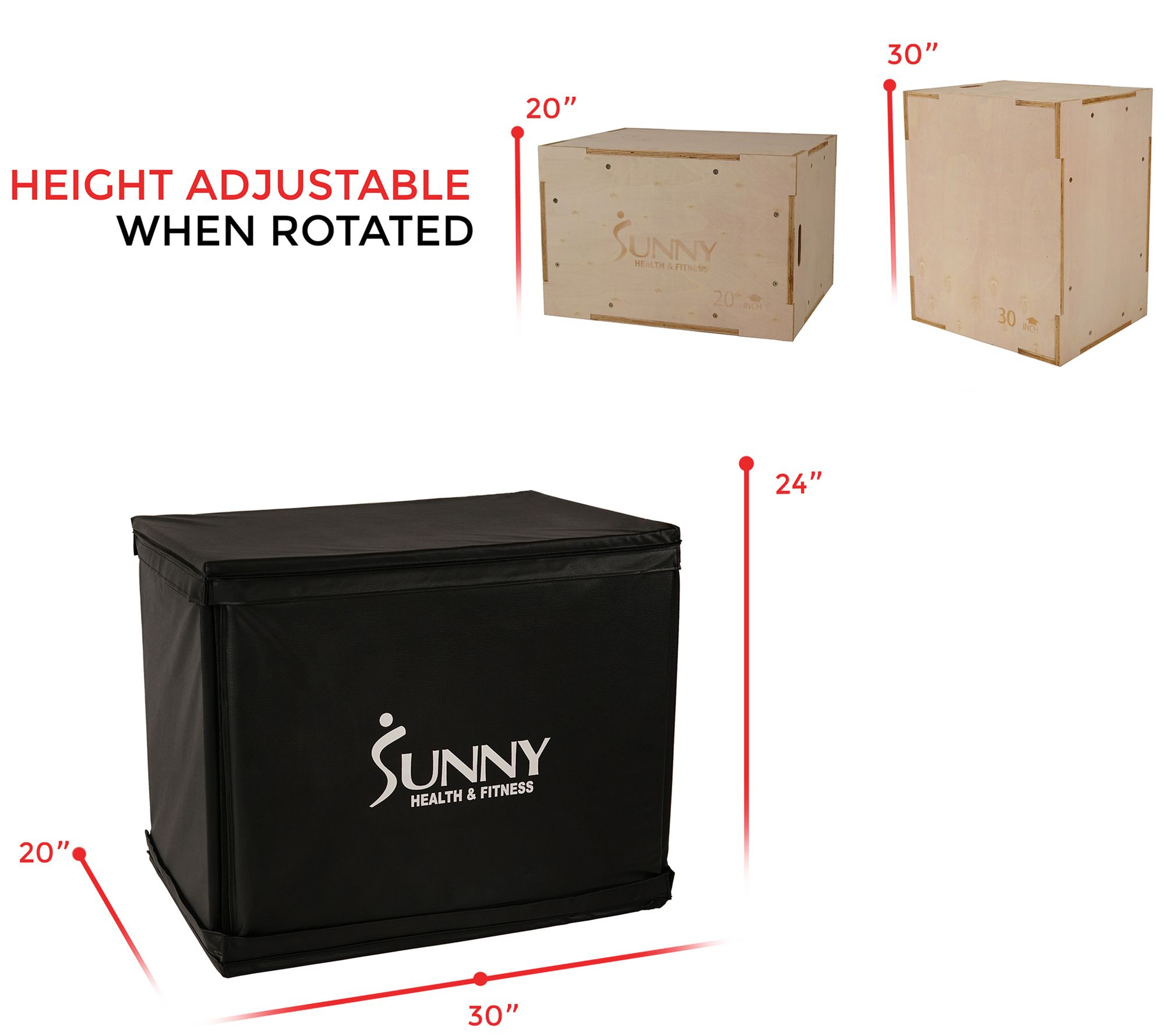 Sunny Health & Fitness Wood Plyo Box with Cover