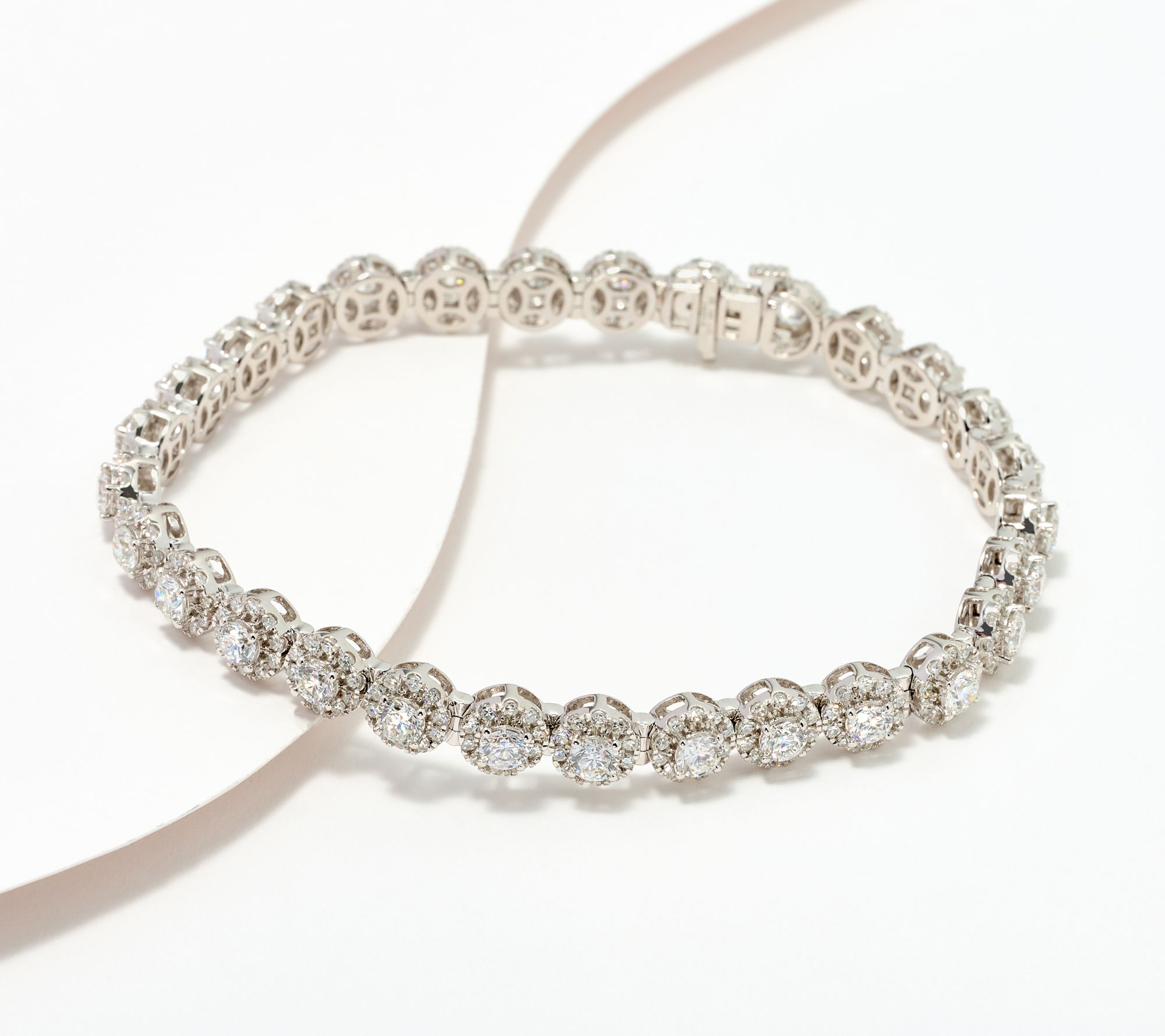 Fire Light Lab Grown Diamond 7cttw Halo Tennis Bracelet, 14K