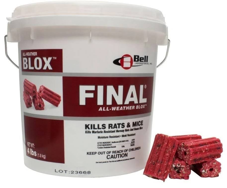 Bell Final Blox Rodent Bait Poison 18 #- Brodifacoum, Size: 18 lbs