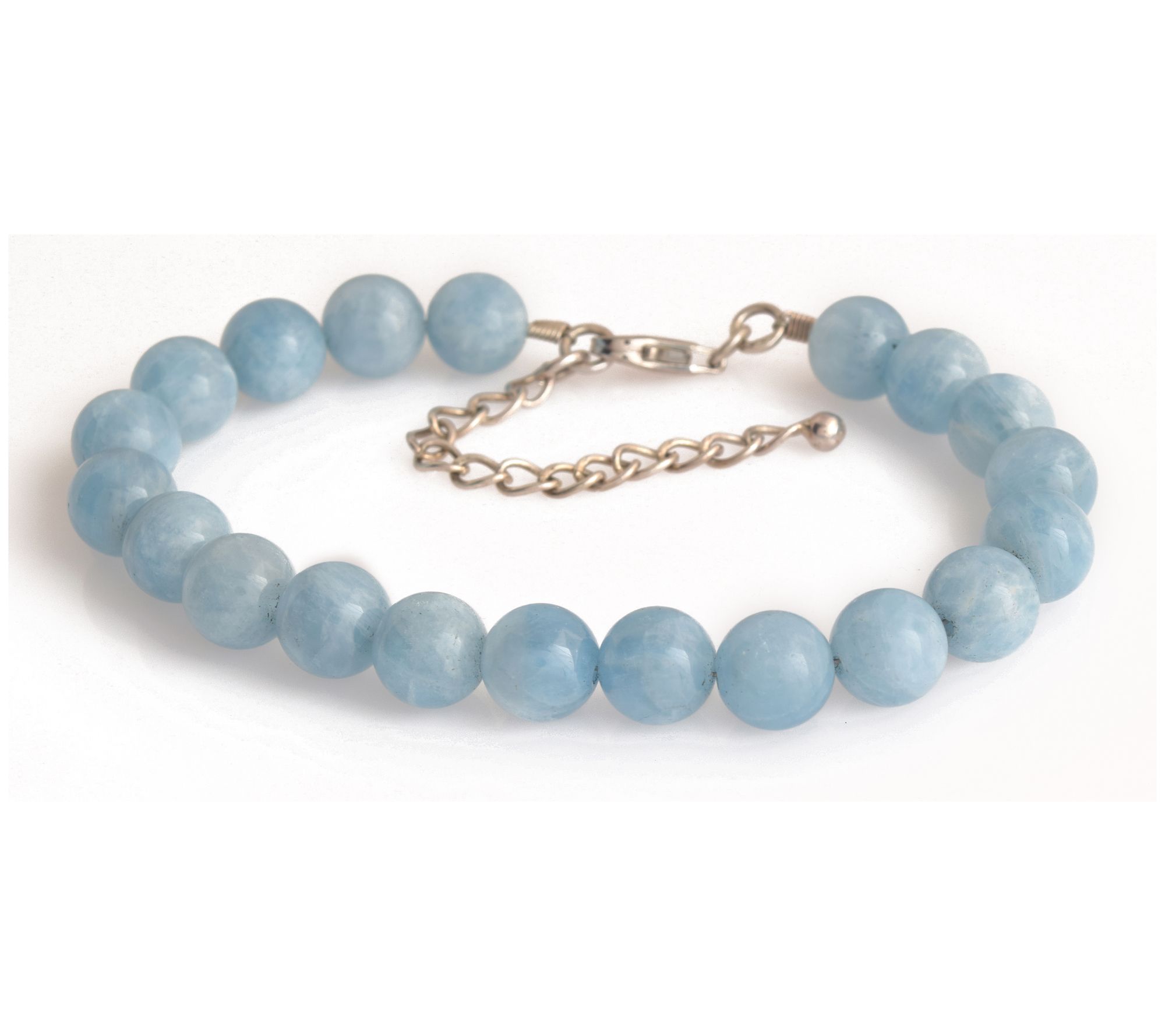 Sterling Silver Milky Aquamarine Bead Bracelet
