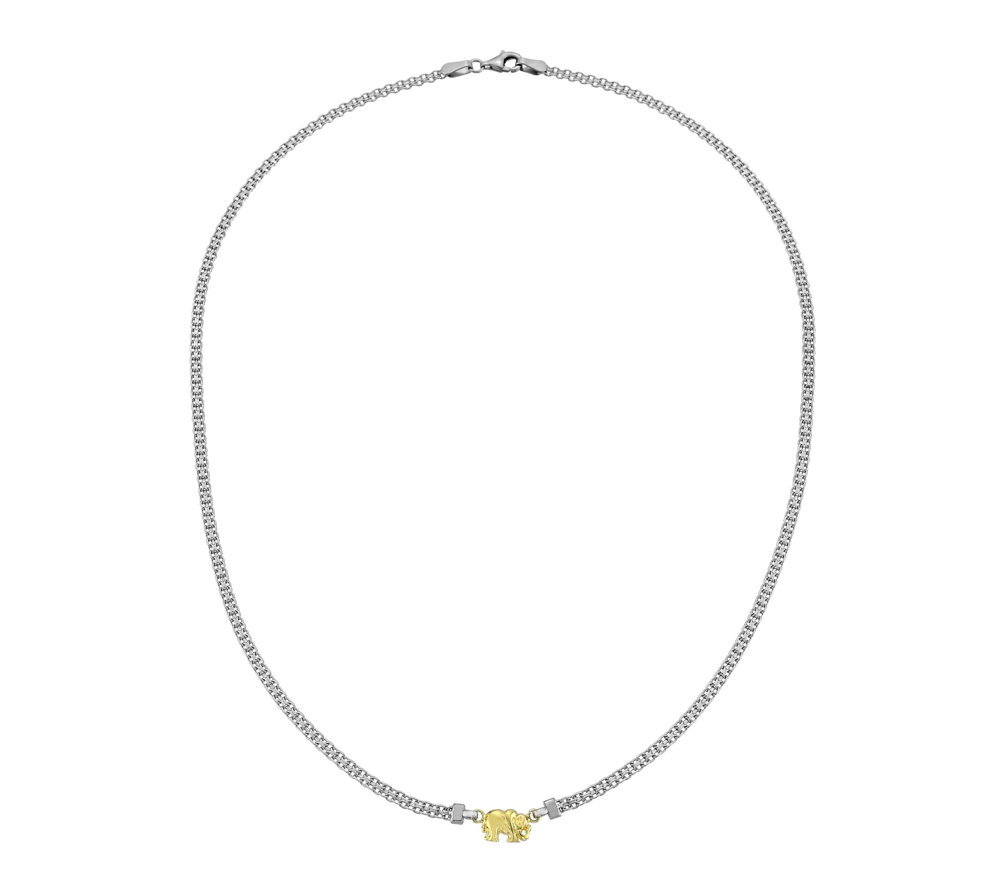 Silver Style Two-Tone Elephant Bismark Necklace, Sterling