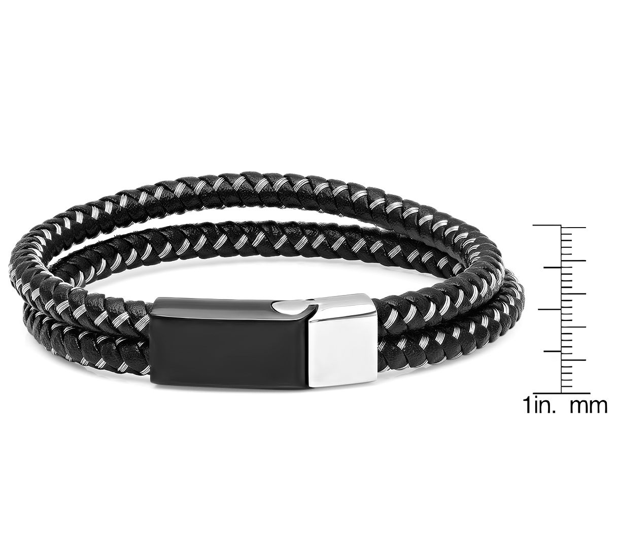 Steel by Design Men's Leather Braid ed Bracelet