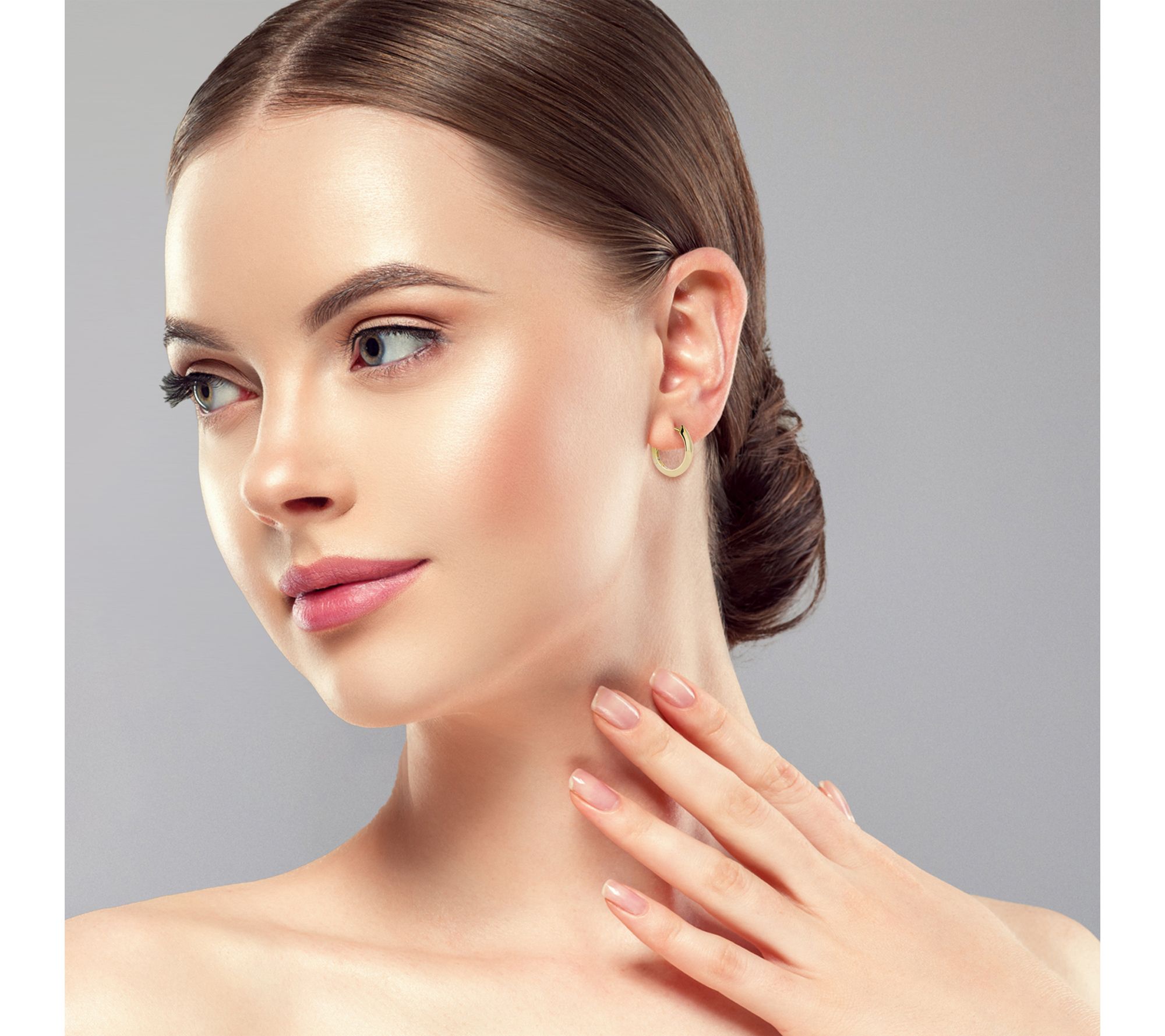 Luminosa Gold Round Knife-Edge Hoop Earrings, 14K