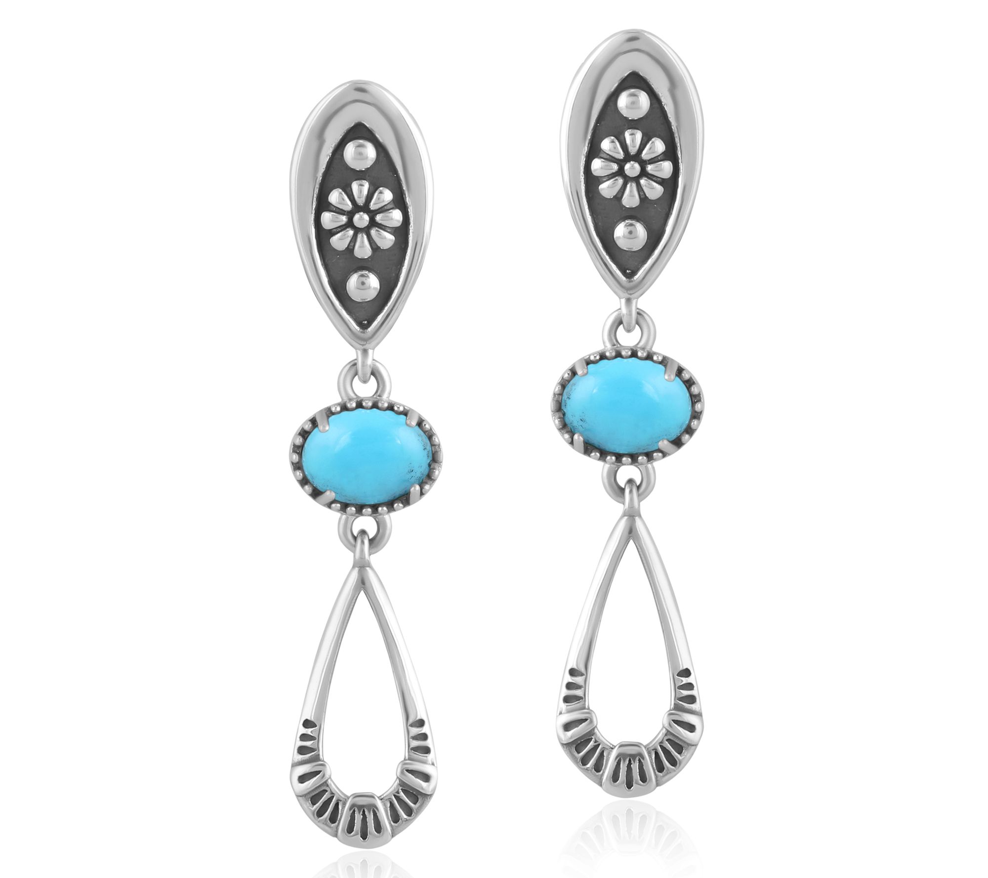 American West Sterling Teardrop Double Loop Gemstone Earrings