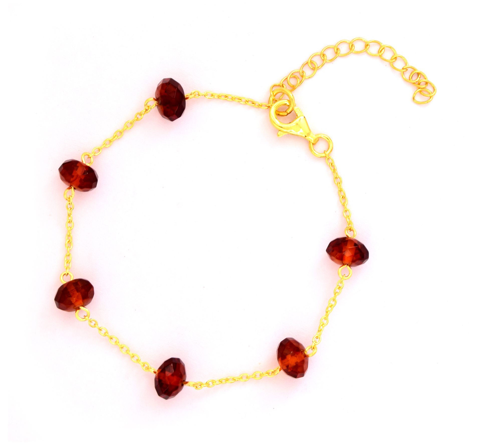 Affinity Gems Amber Bead Station Bracelet, 14KGold Plated
