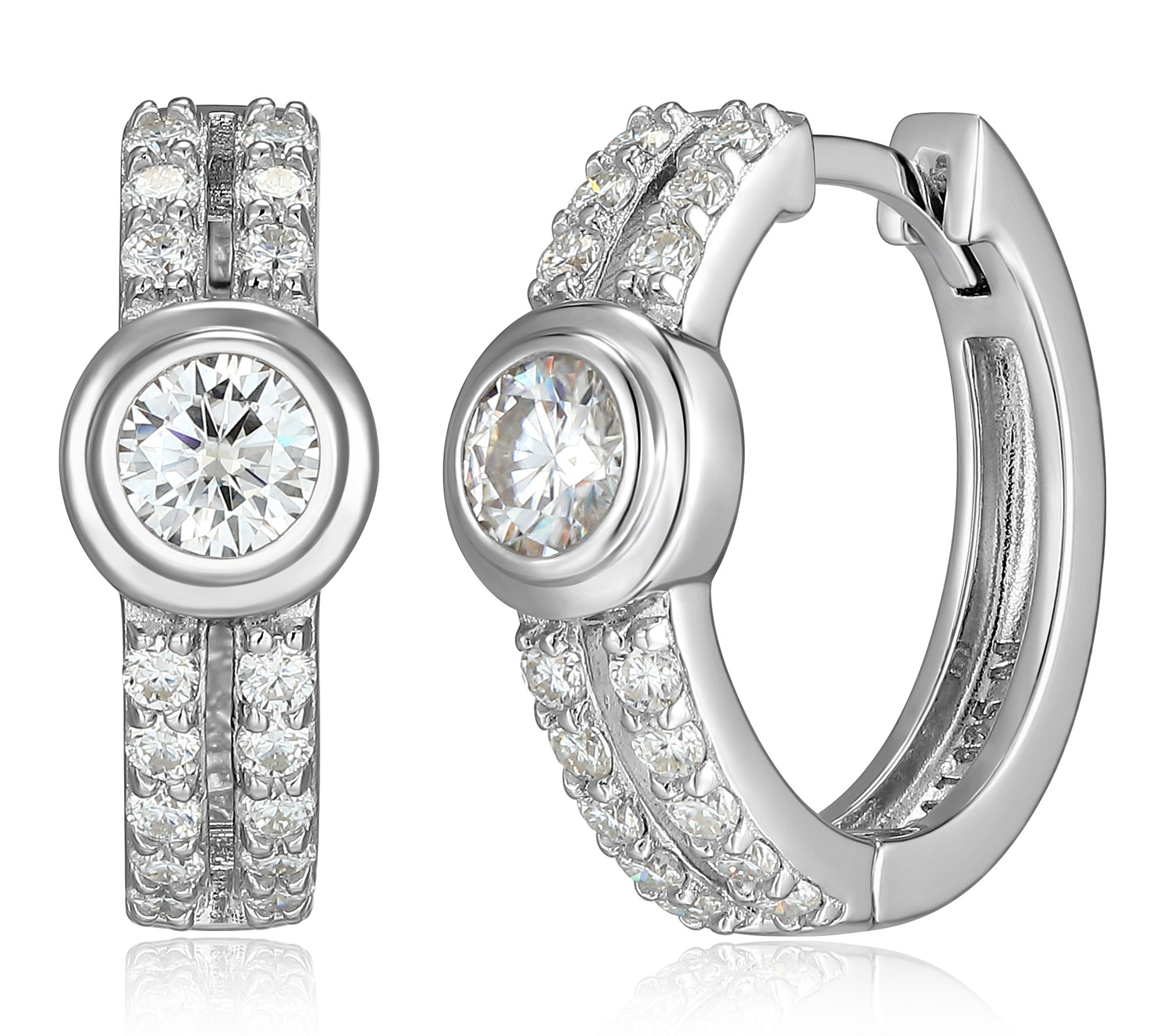 Moissanite 0.80 cttw Hoop Earrings, Sterling Silver