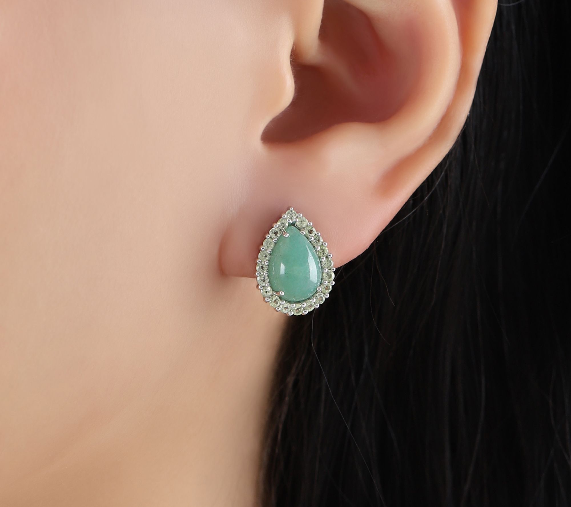 Ariva Sterling Silver Aventurine & Peridot Delphine Earrings