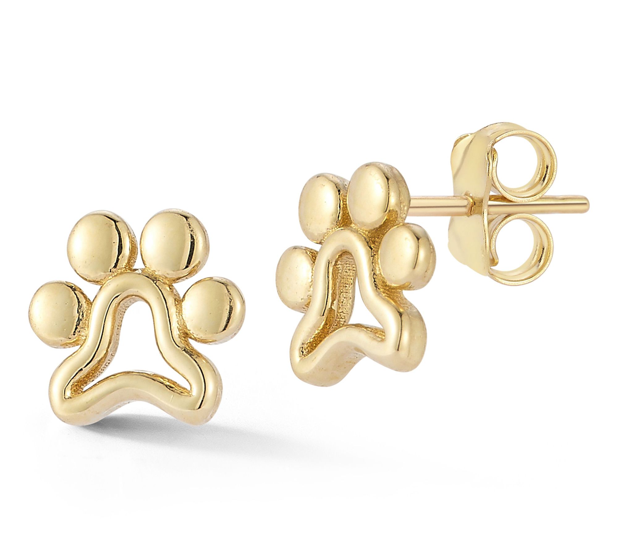 Luminosa Gold Paw Stud Earrings, 14K
