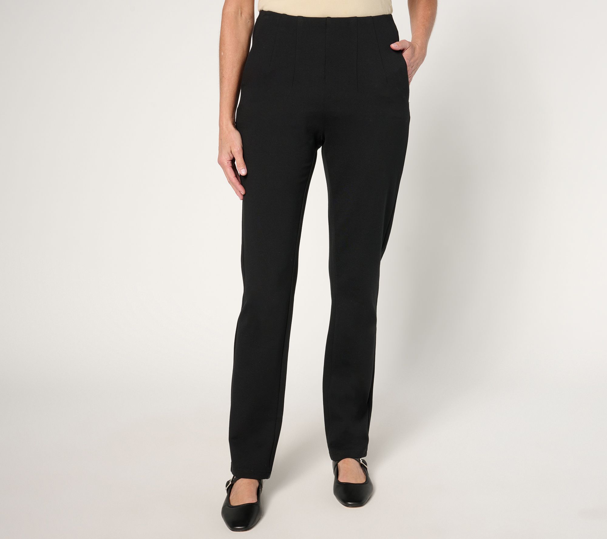 Belle by Kim Gravel Regular Ponte Hollywood Waist Full Length Pants