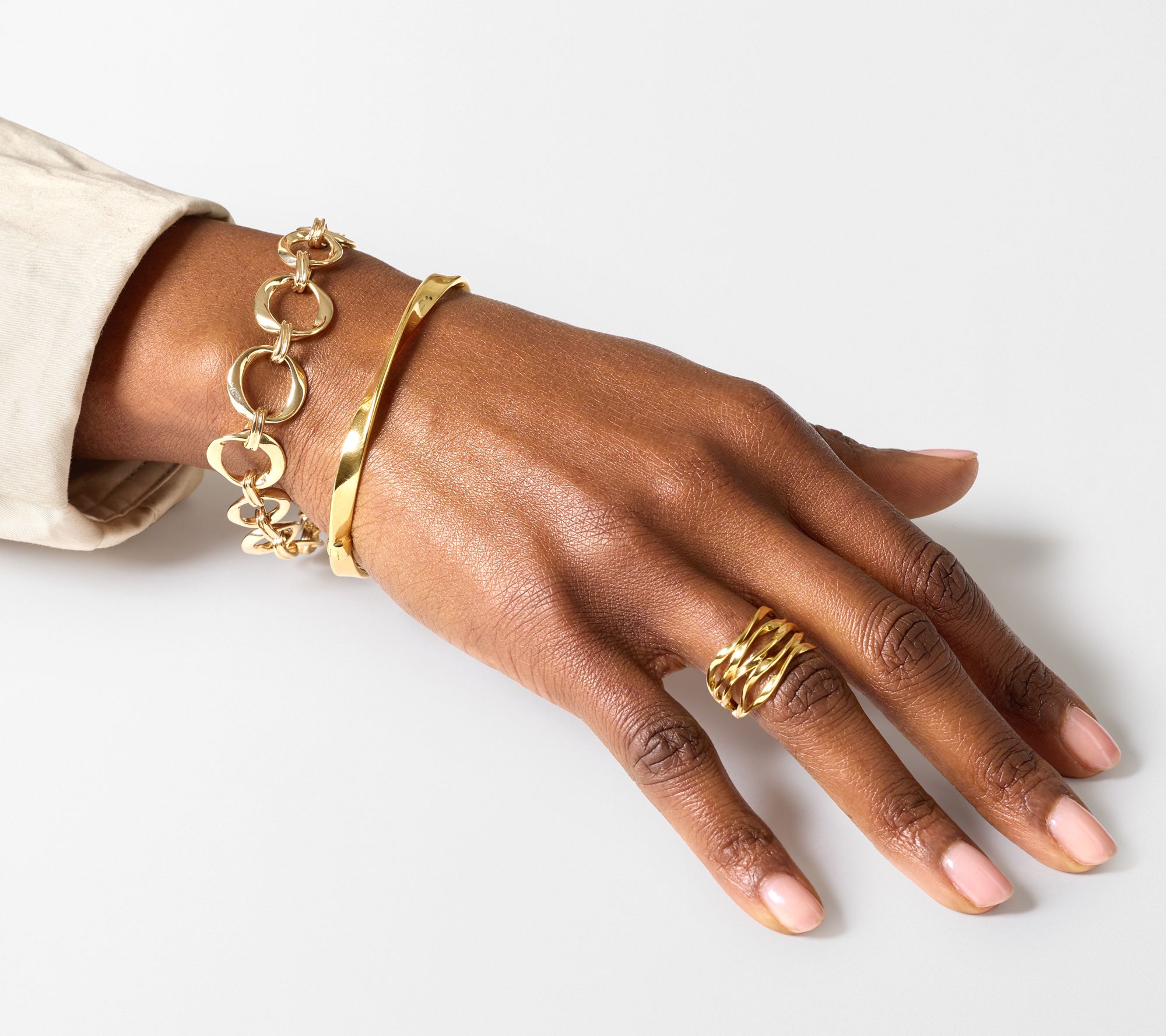 Christian James by Scott Grimes 14K Clad Ripple Circle Link Bracelet, 15.0g