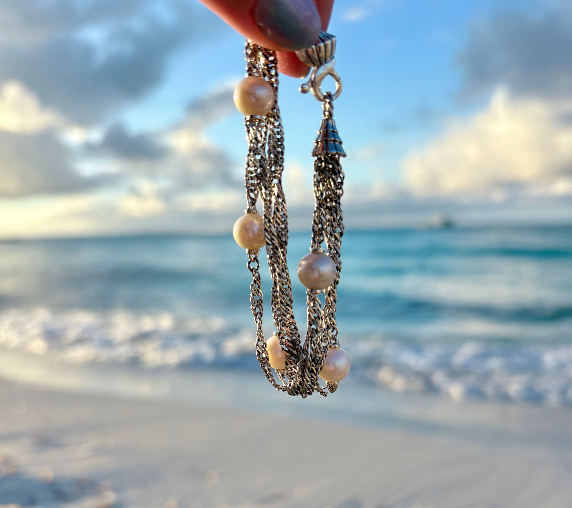 Third Person Sterling Silver Sea & Soul Cultured Pearl Chain Bracelet