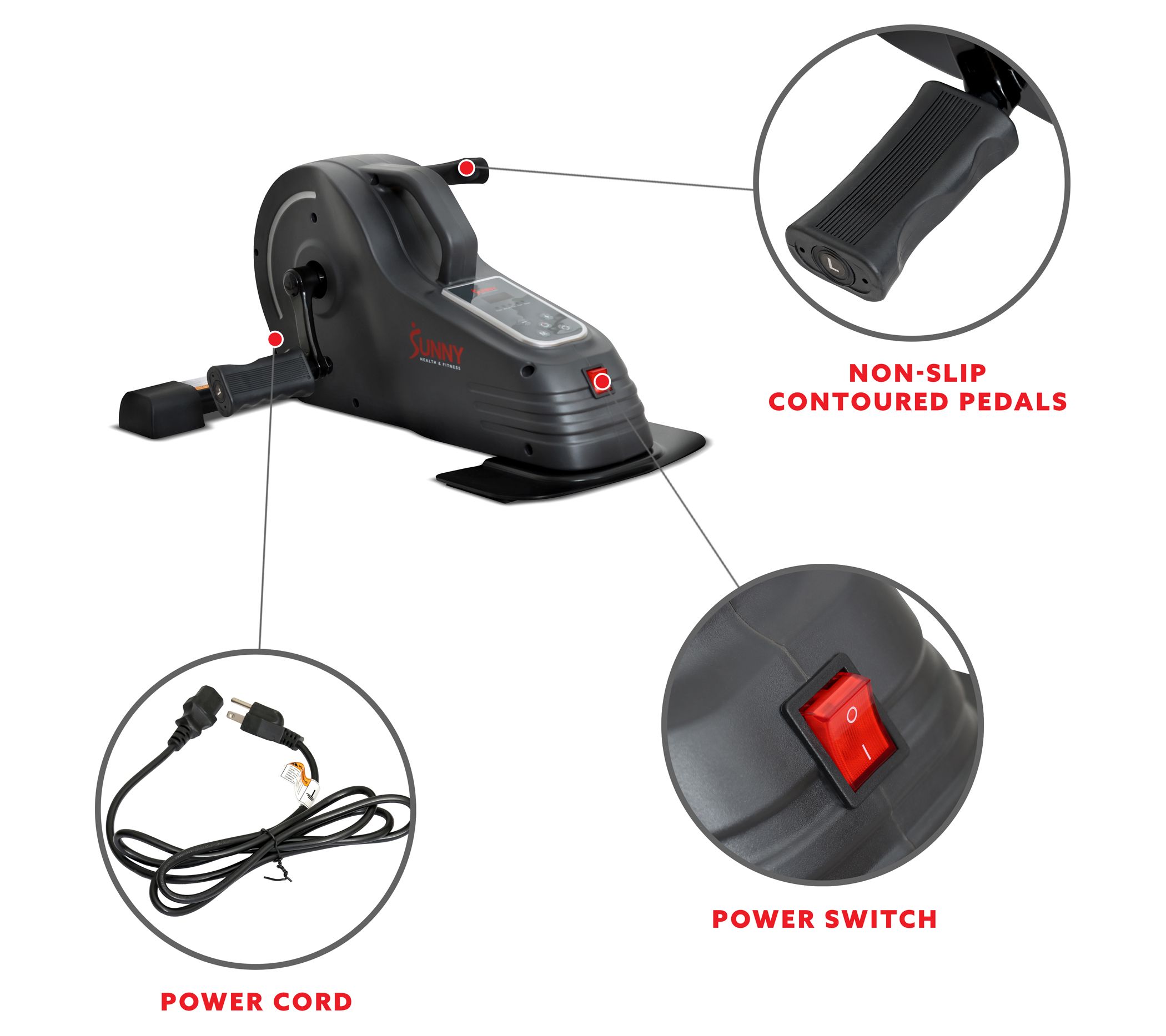 Sunny Health Fitness Motorized Under-Desk Bikeor Legs or Arm