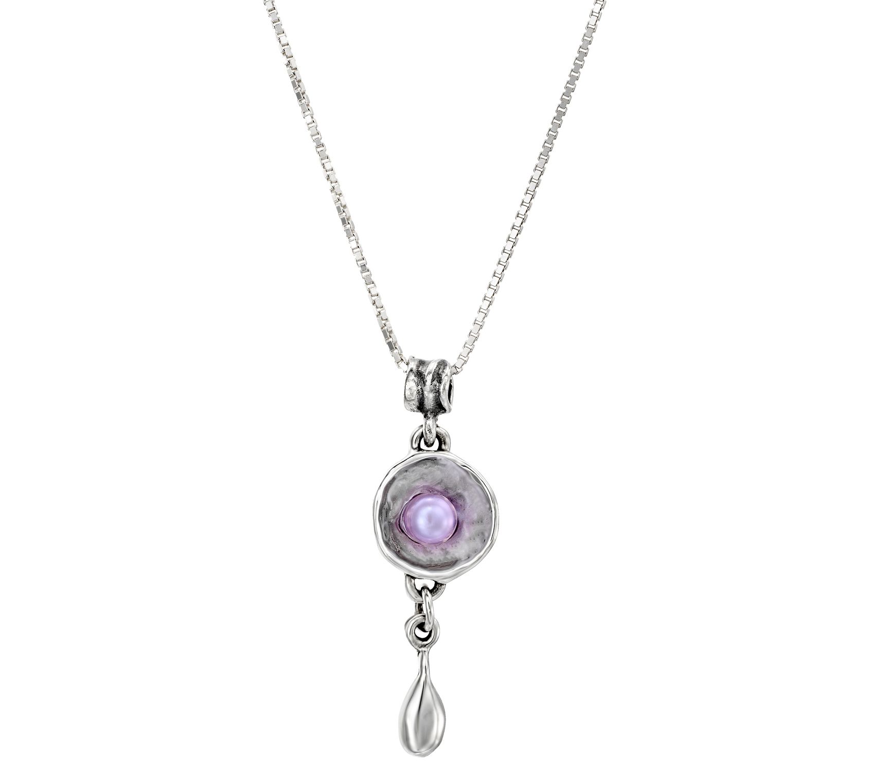 Hagit Violet Cultured Pearl Earrings & NecklaceSet, Sterling